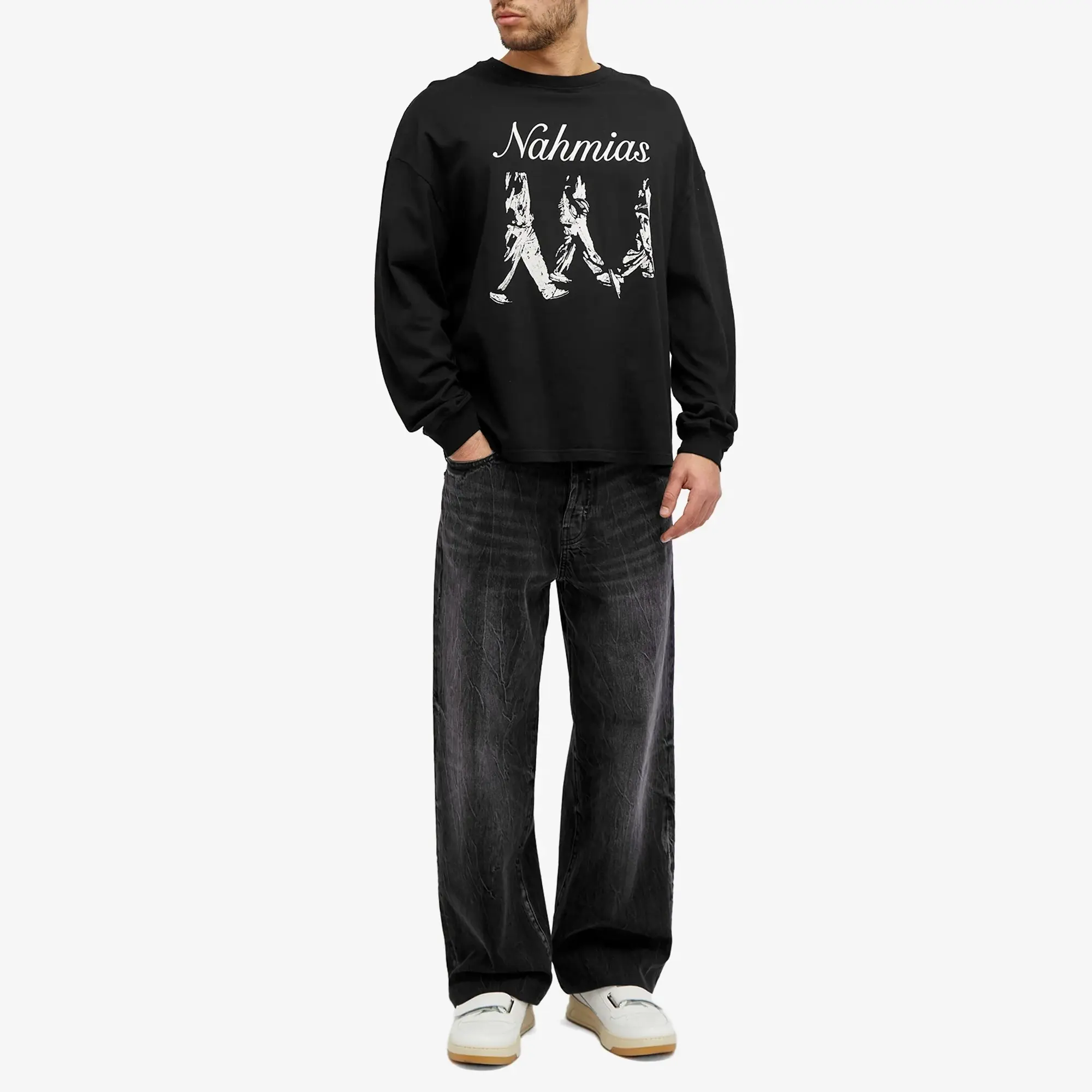 Nahmias Men's Inmate Long Sleeve T-Shirt Vintage Black