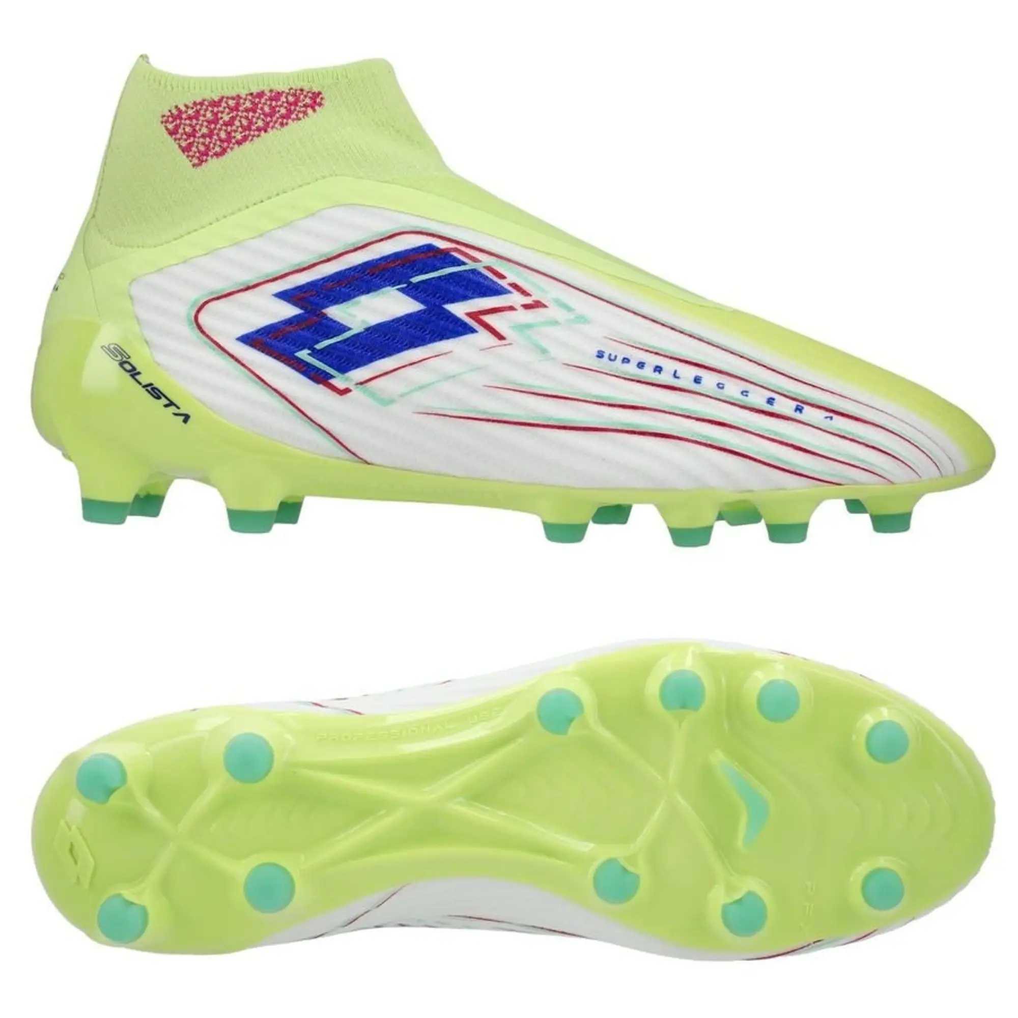 Lotto Solista 100 Viii Gravity Fg Light Pack - Sunny Lime/Surf The Web/All White - ['Green']