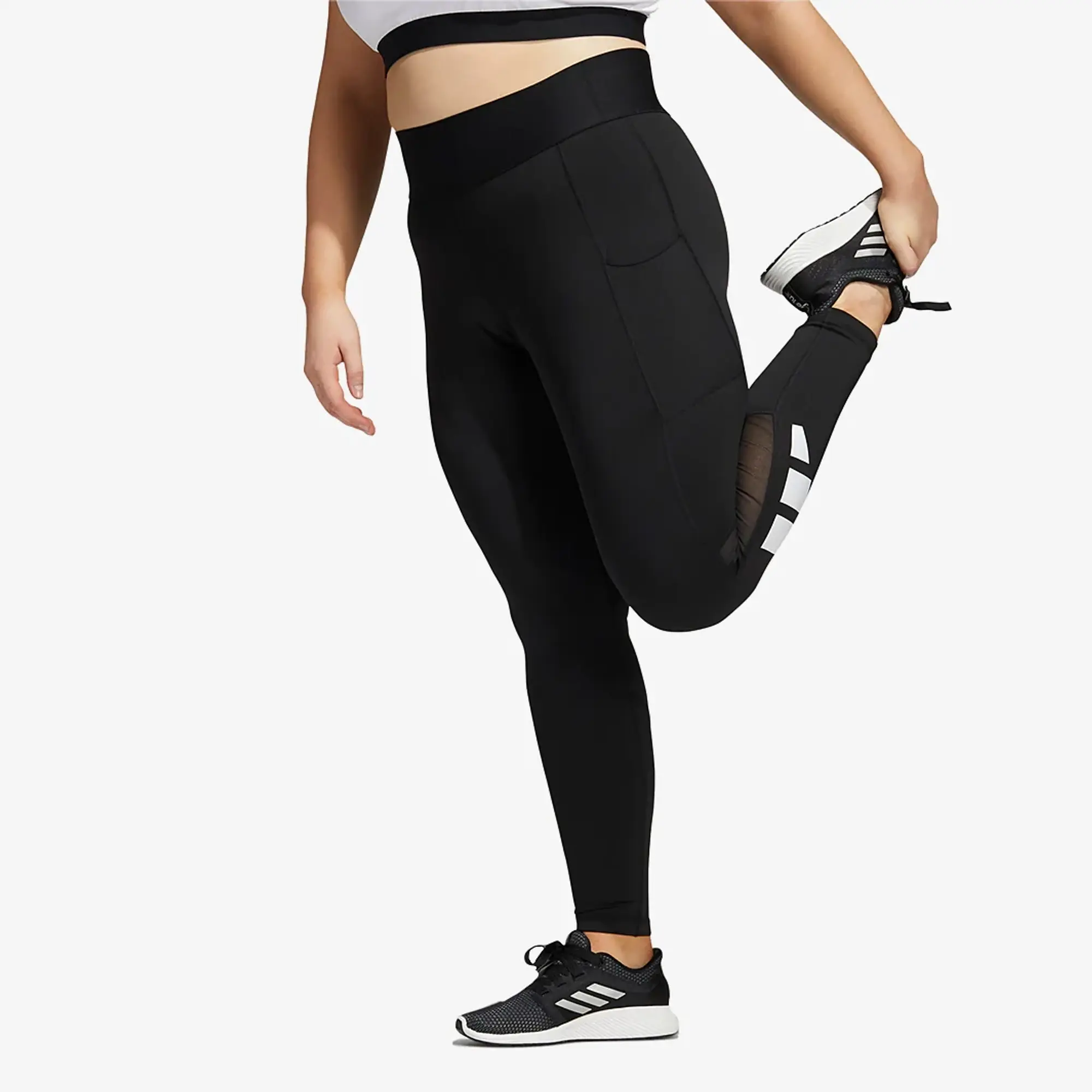 adidas Womens Techfit Long 3Bar Logo Tight Plus Size