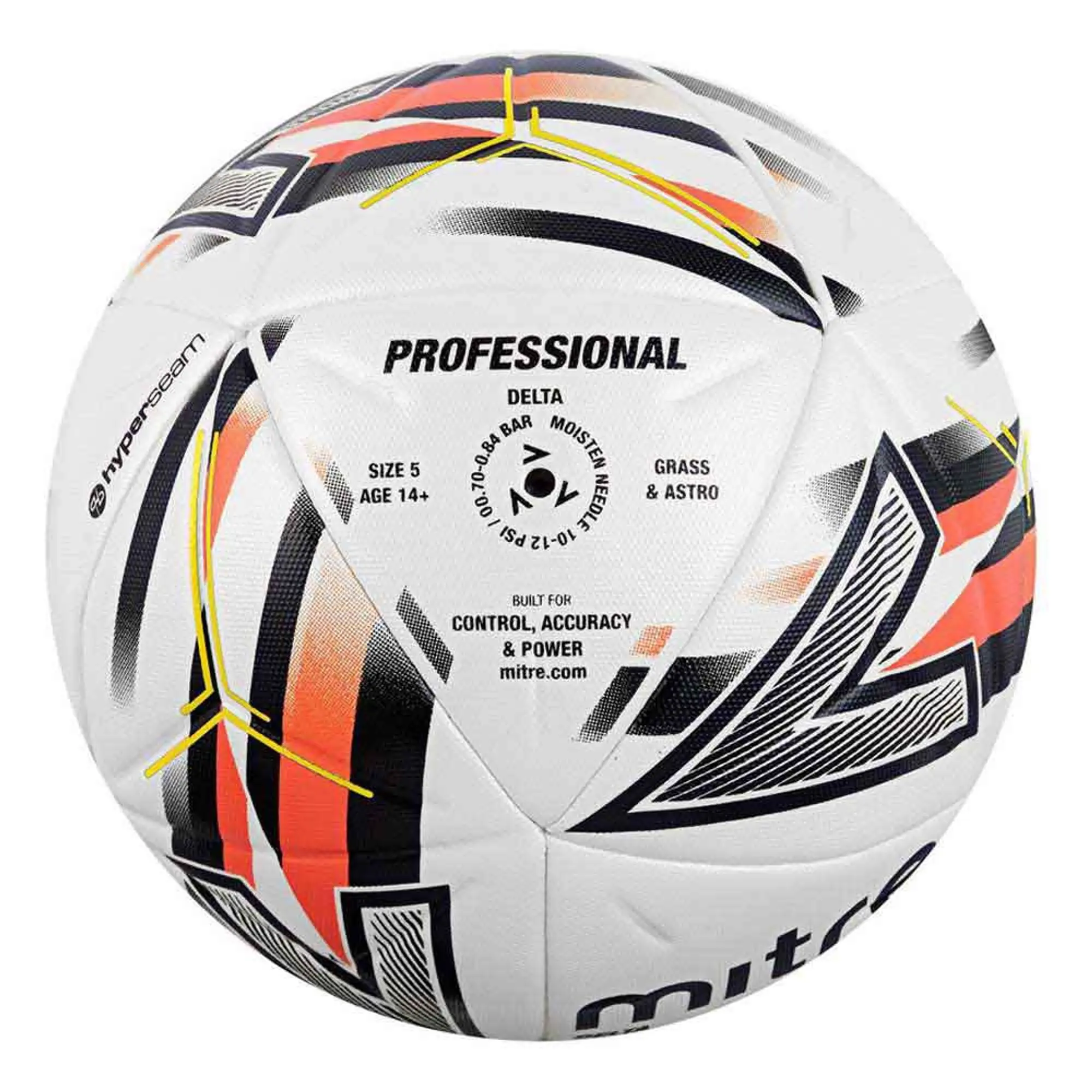 Mitre Delta One Football - White/Black/Dark Orange