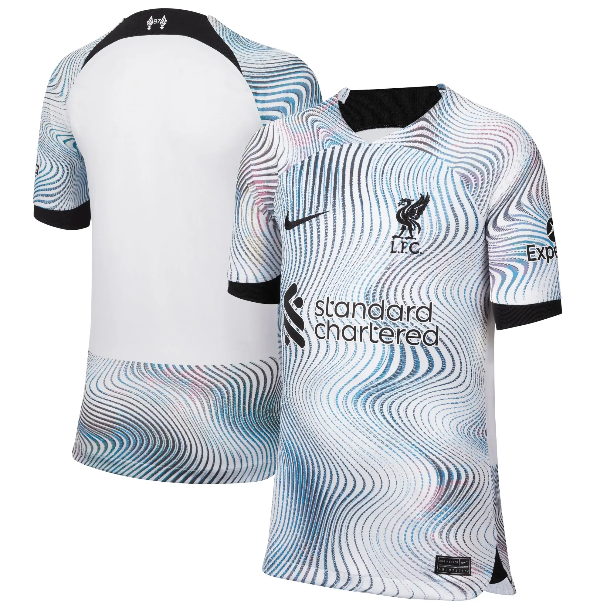 Liverpool Away Shirt Kids Suarez 7 2022 2023 White Size Medium Made By Nike DN2739 101 FOOTY.COM