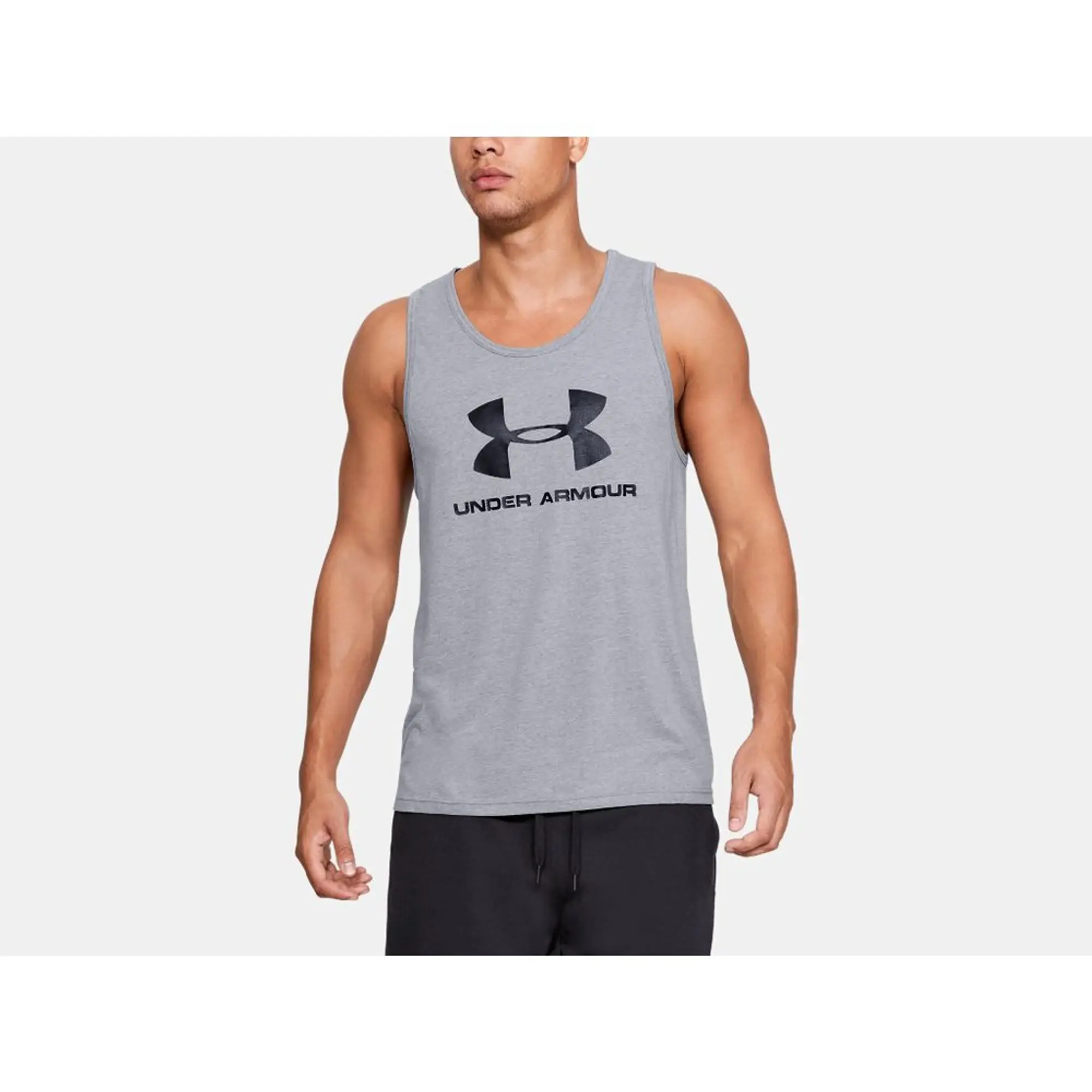 Men's  Under Armour  Logo Tank Steel Light Heather / Steel Light Heather / Black M