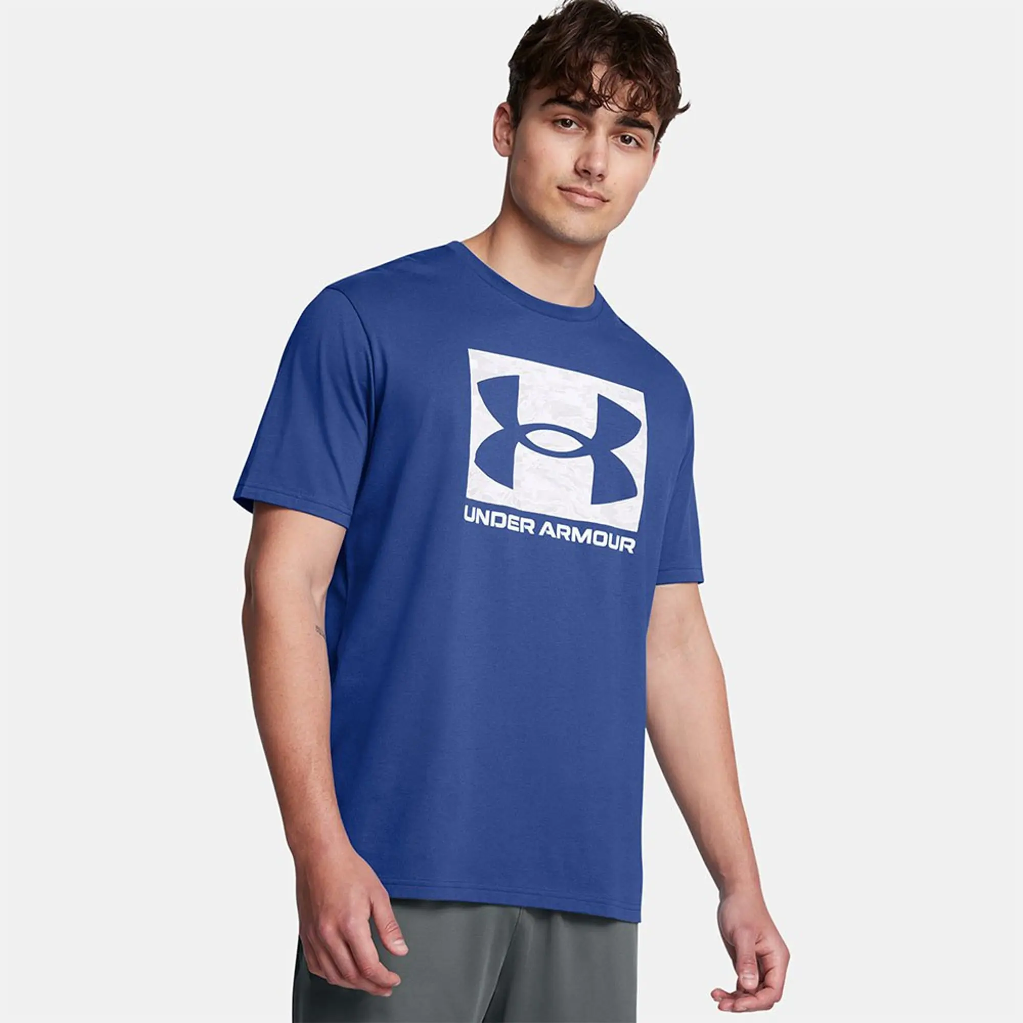 Men's  Under Armour  ABC Camo Boxed Logo Short Sleeve Tech Blue / White XS