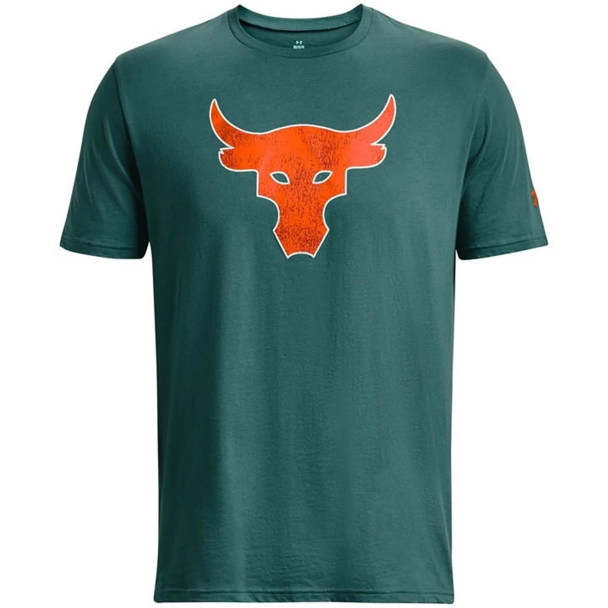 Under Armour Men's Project Rock Brahma Bull Short Sleeve Coastal Teal / Team Orange XS