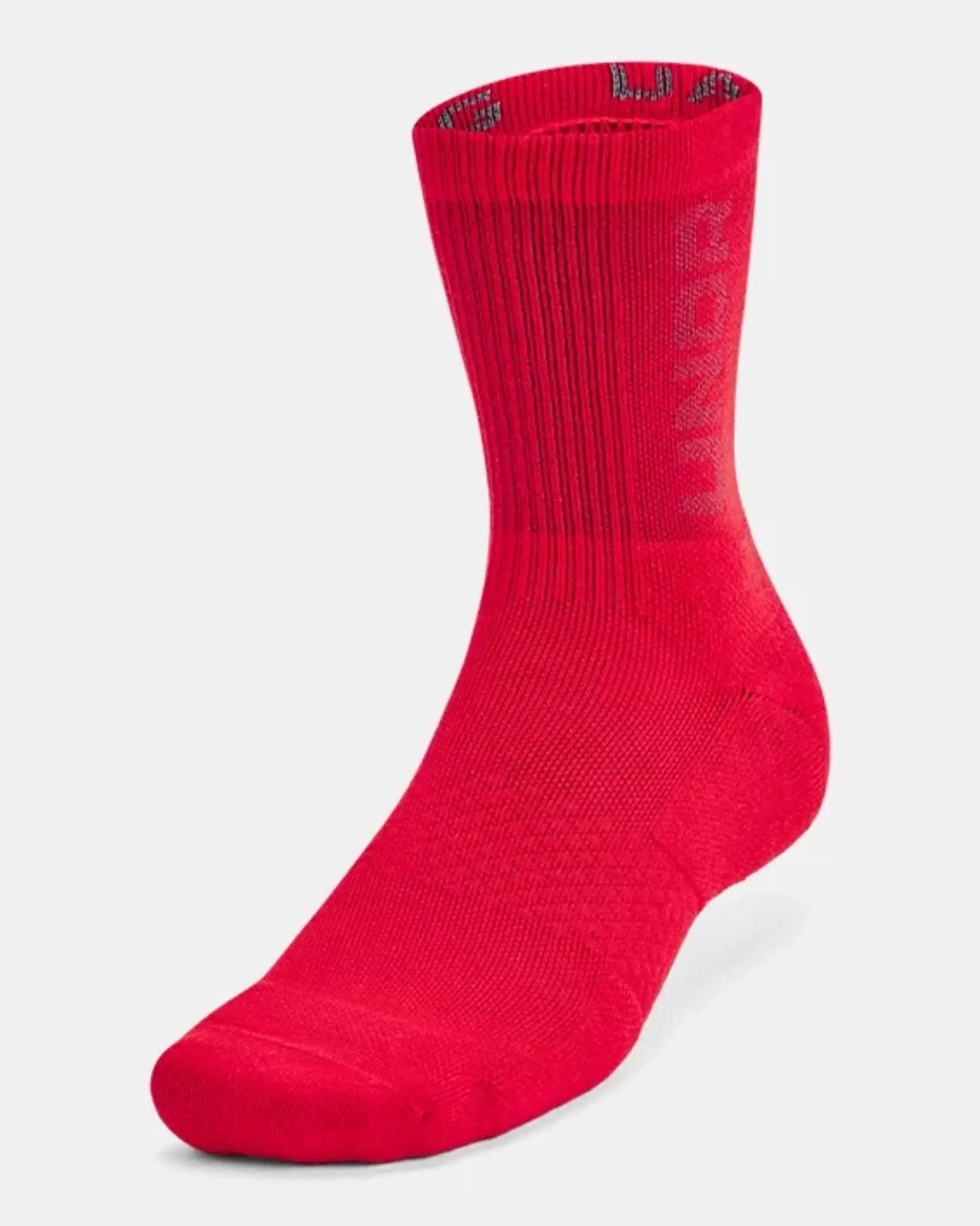 Unisex  Under Armour  3-Maker 3-Pack Mid-Crew Socks Red / Castlerock / Castlerock XL