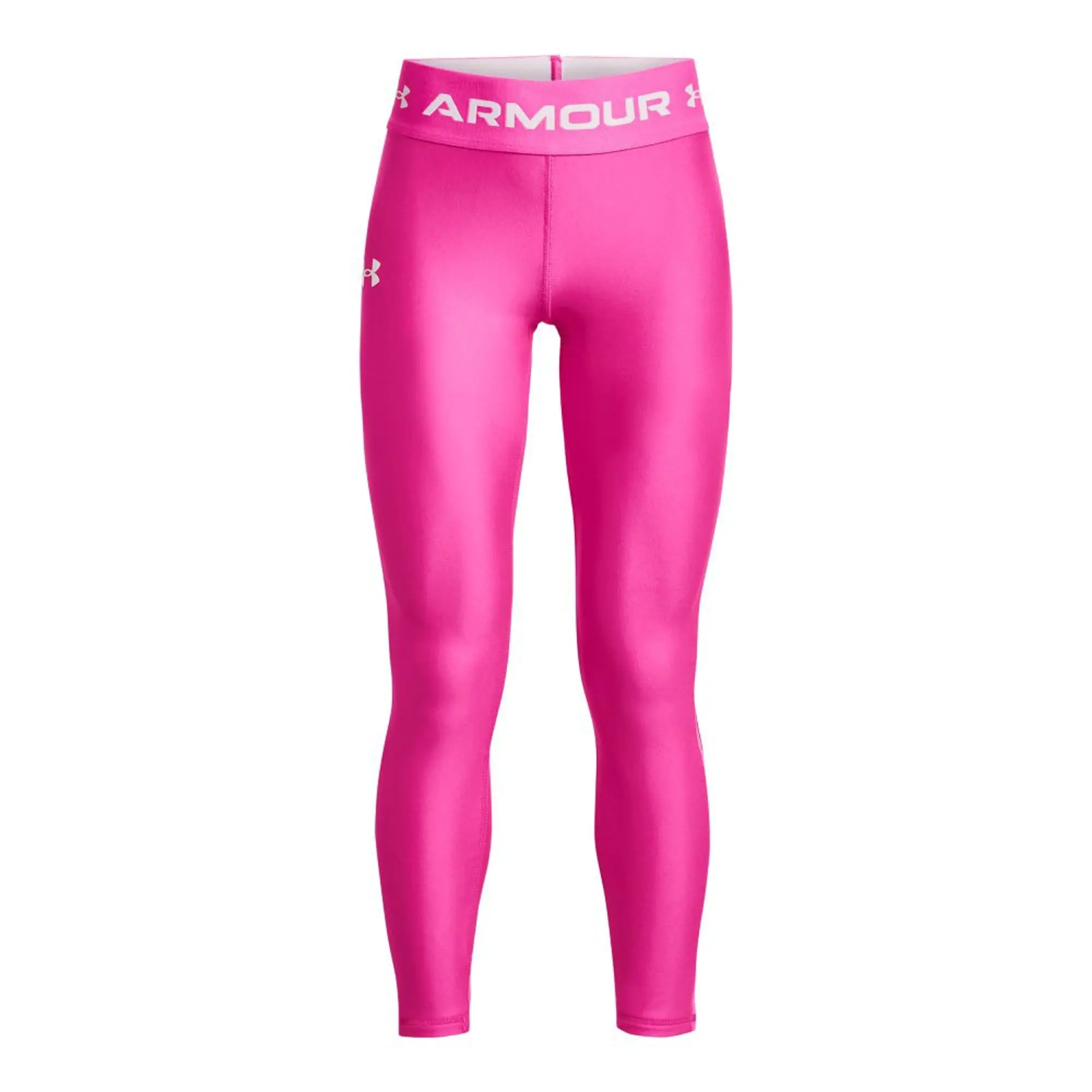 Under Armour Girls' HeatGear® Leggings Rebel Pink / White YLG (59 - 63 in)