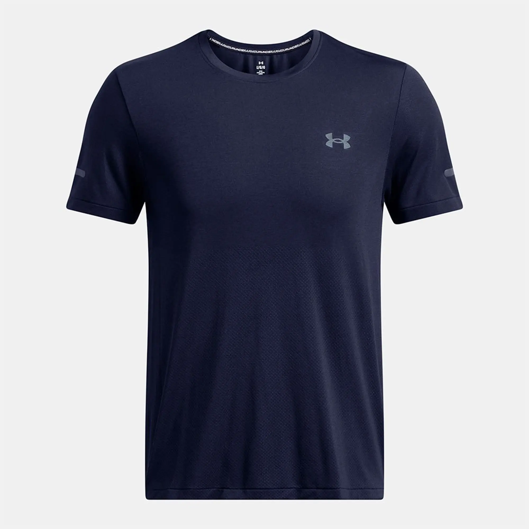 Men's  Under Armour  Seamless Stride Short Sleeve Midnight Navy / Reflective XXL