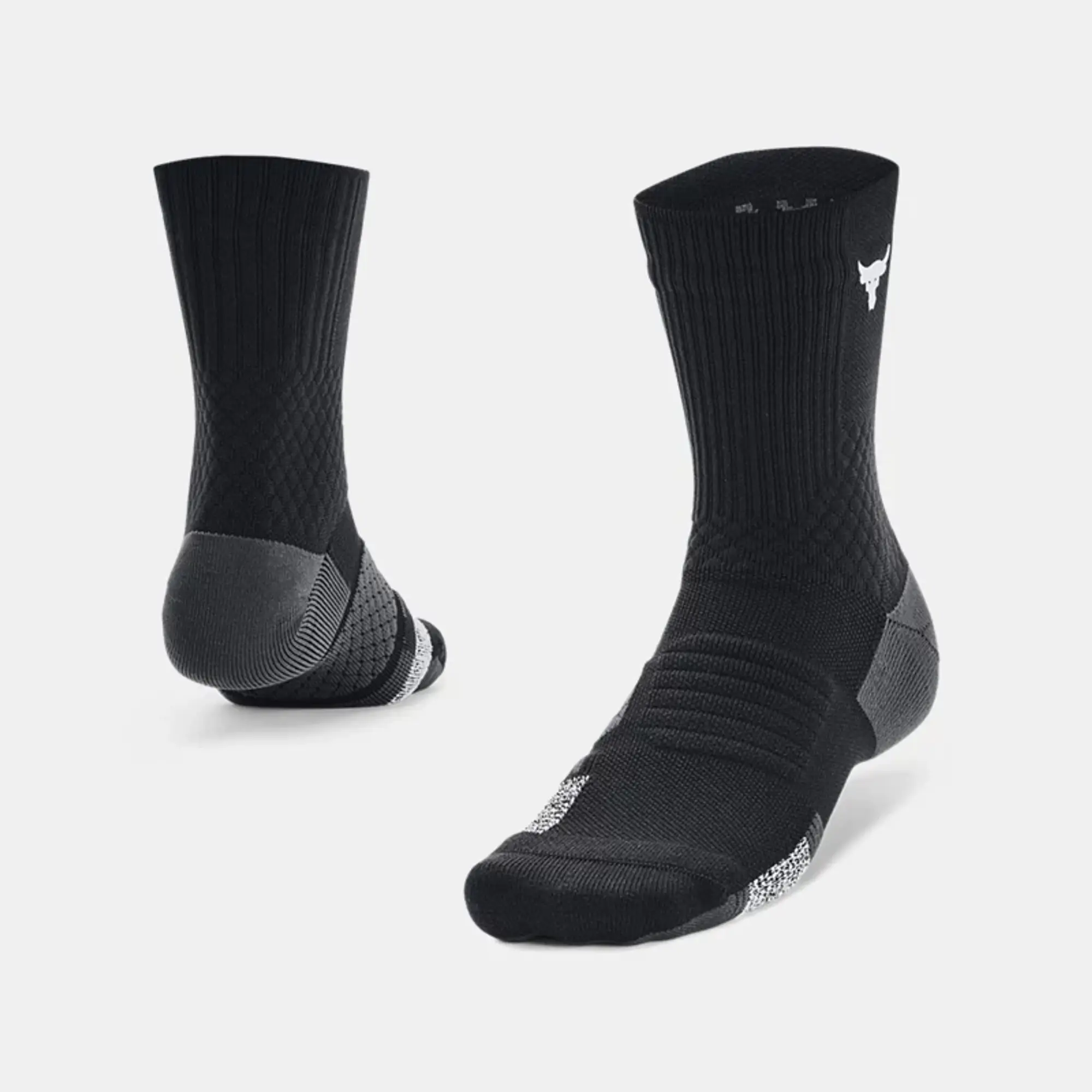 Under Armour Unisex Project Rock ArmourDry™ Playmaker Mid-Crew Socks Black / Jet Gray / White M