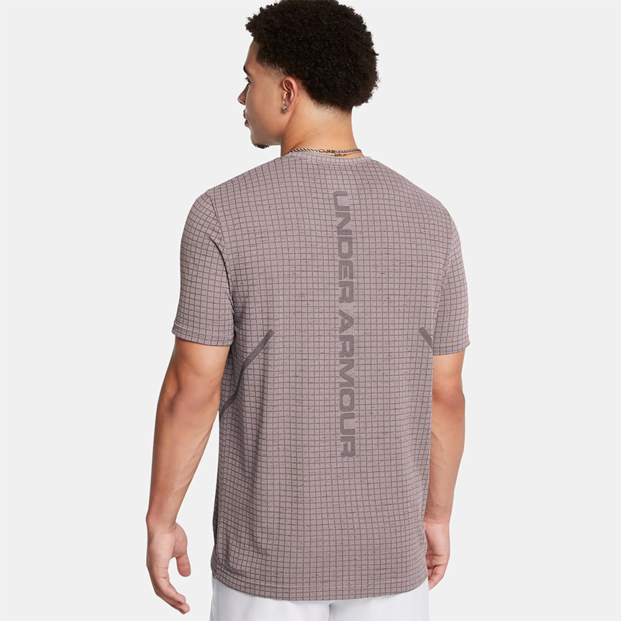 Men's  Under Armour  Seamless Grid Short Sleeve Tetra Gray / White XXL