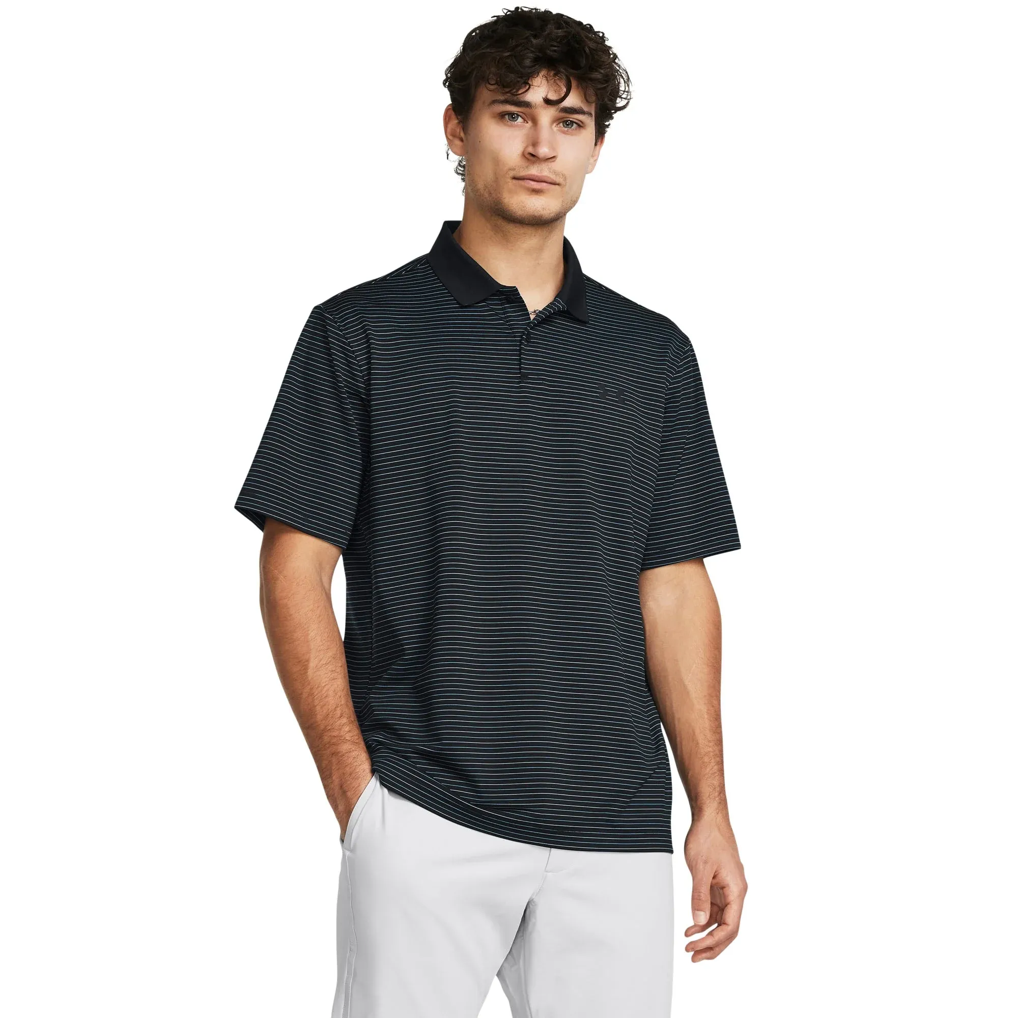 Men's  Under Armour  Matchplay Stripe Polo Black / Capri / Black S
