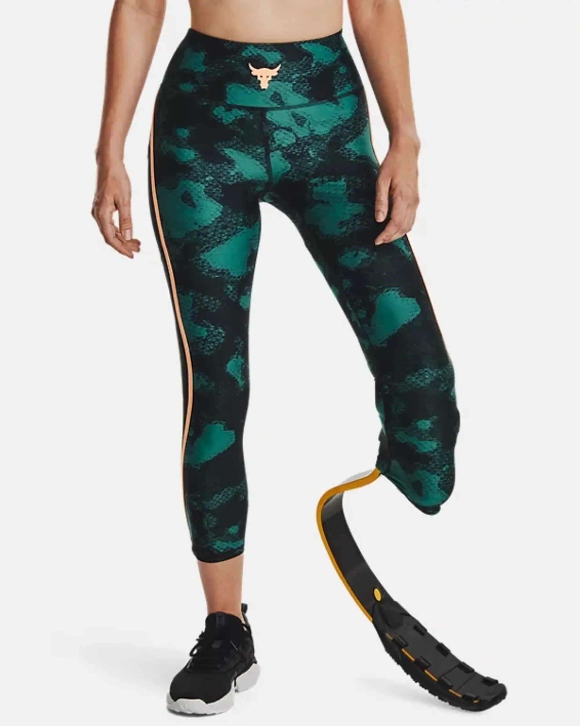 Under Armour Women's Project Rock HeatGear® Printed Ankle Leggings Coastal Teal / Orange Tropic / Orange Tropic XS