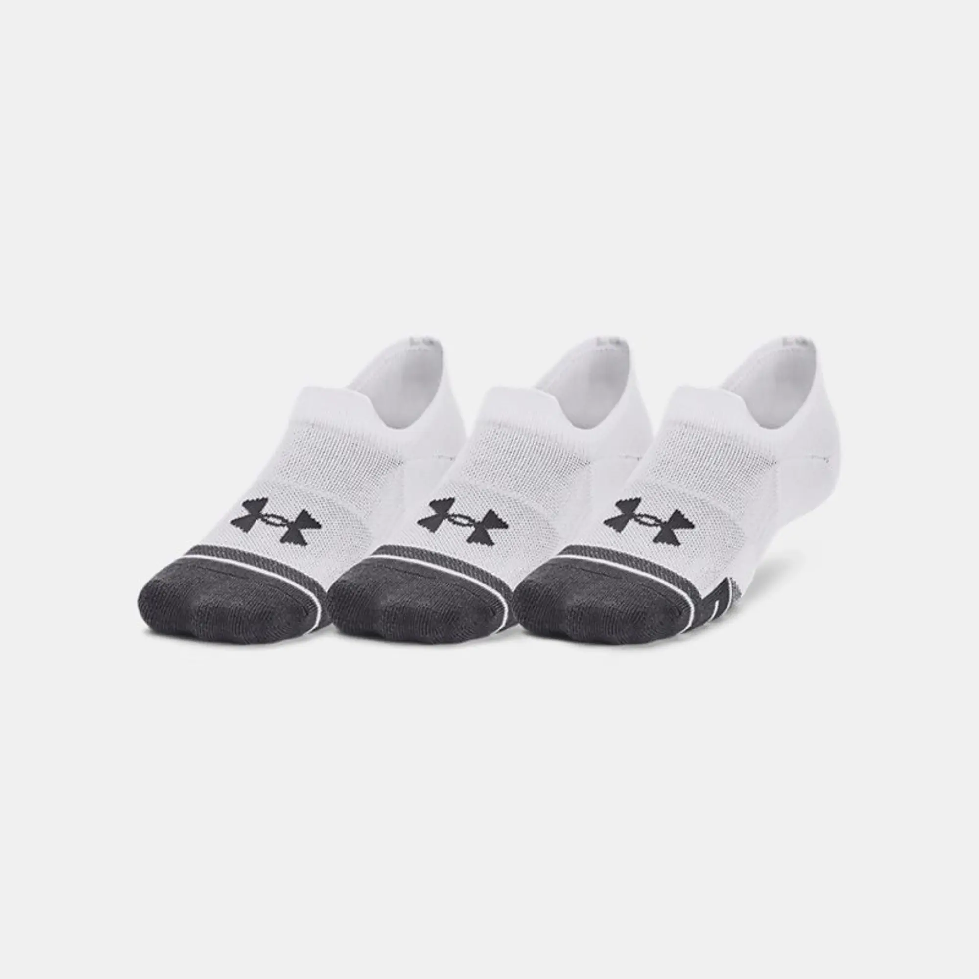 Unisex  Under Armour  Performance Tech 3-Pack Ultra Low Tab Socks White / White / Jet Gray XL