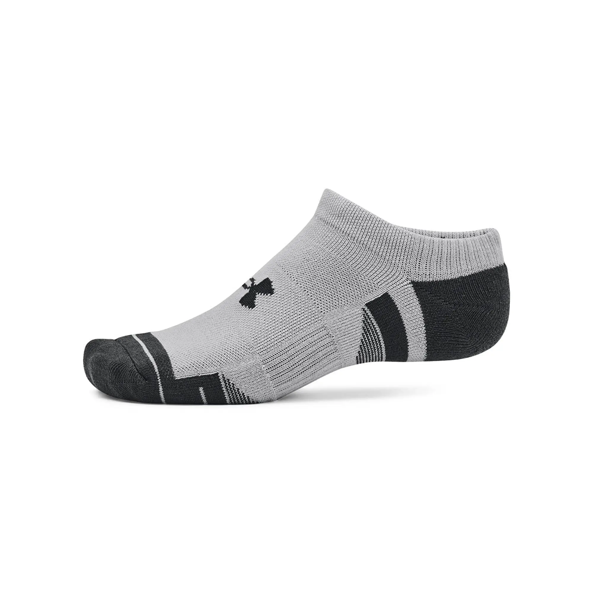 Unisex  Under Armour  Performance Tech 3-Pack No Show Socks Mod Gray / White / Jet Gray XL