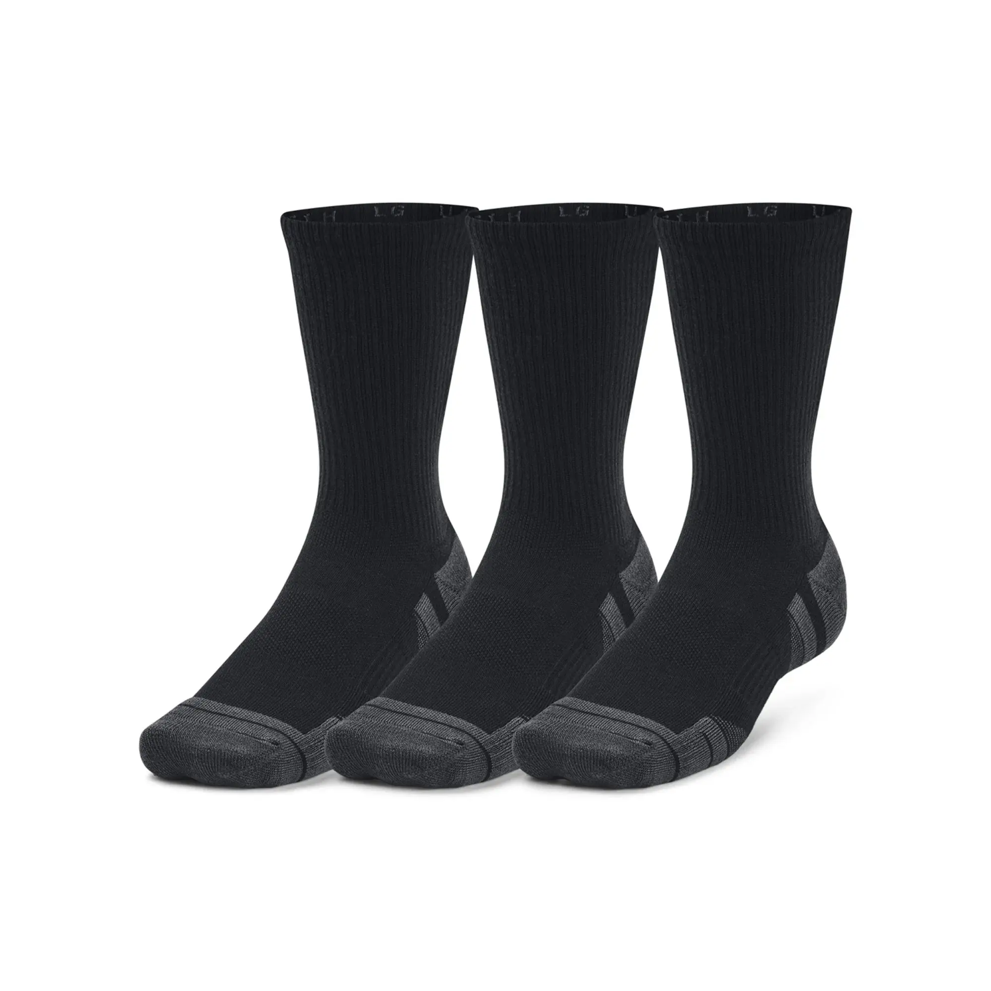 Under Armour 3 Pack UA Performance Tech Crew Sock - Black - Size L - Black