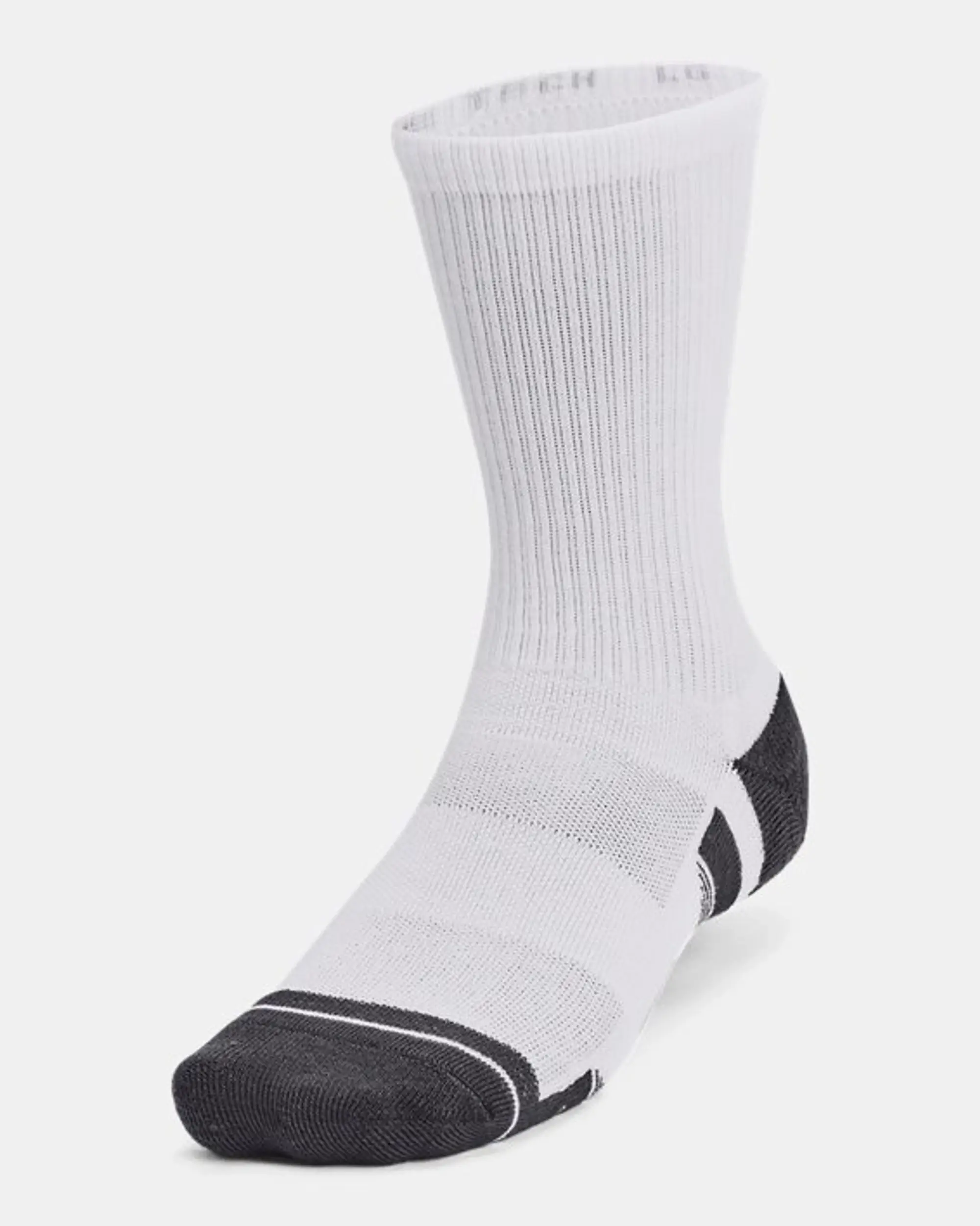 Unisex  Under Armour  Performance Tech 3-Pack Crew Socks White / White / Jet Gray XL