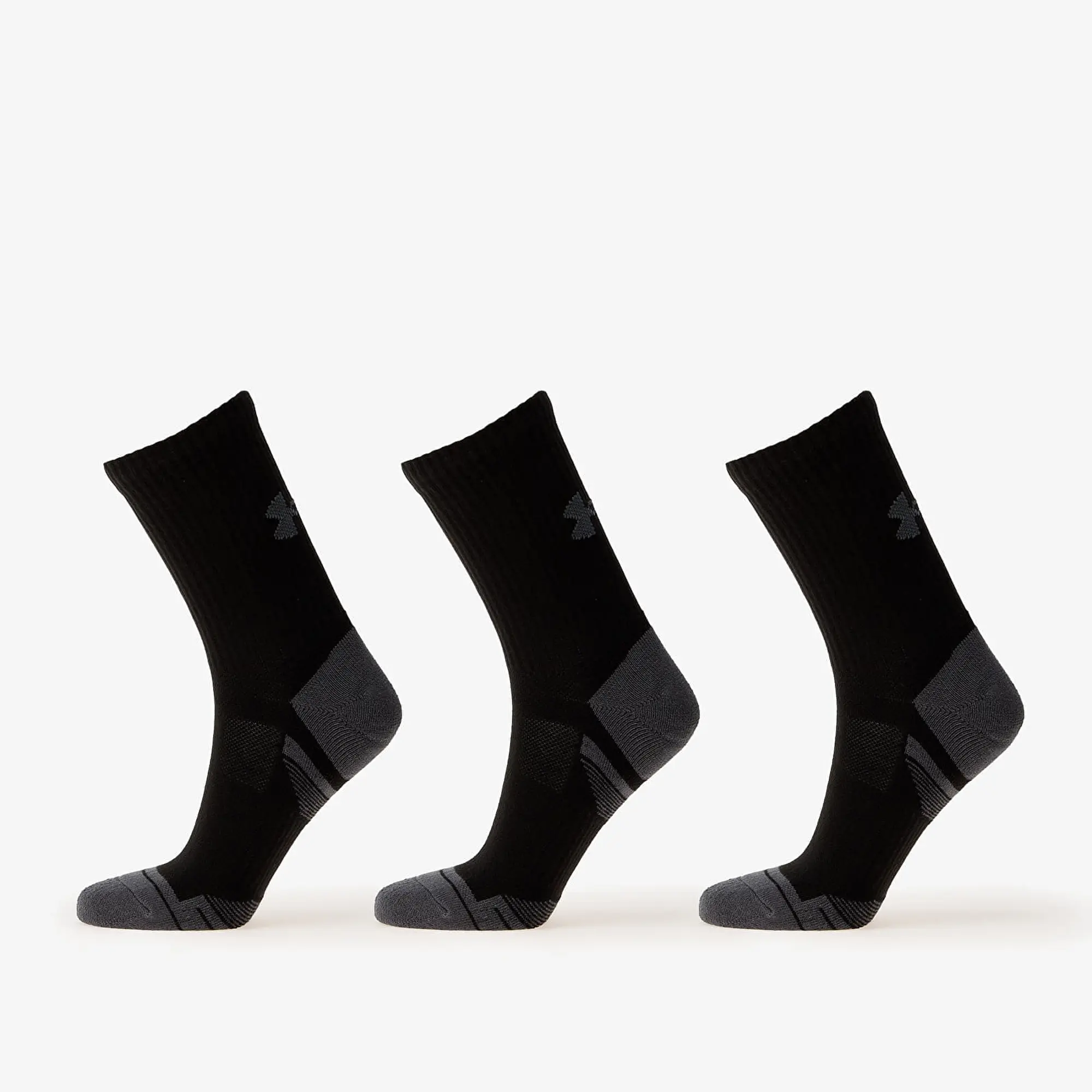 Unisex  Under Armour  Performance Cotton 3-Pack Mid-Crew Socks Black / Black / Pitch Gray XL