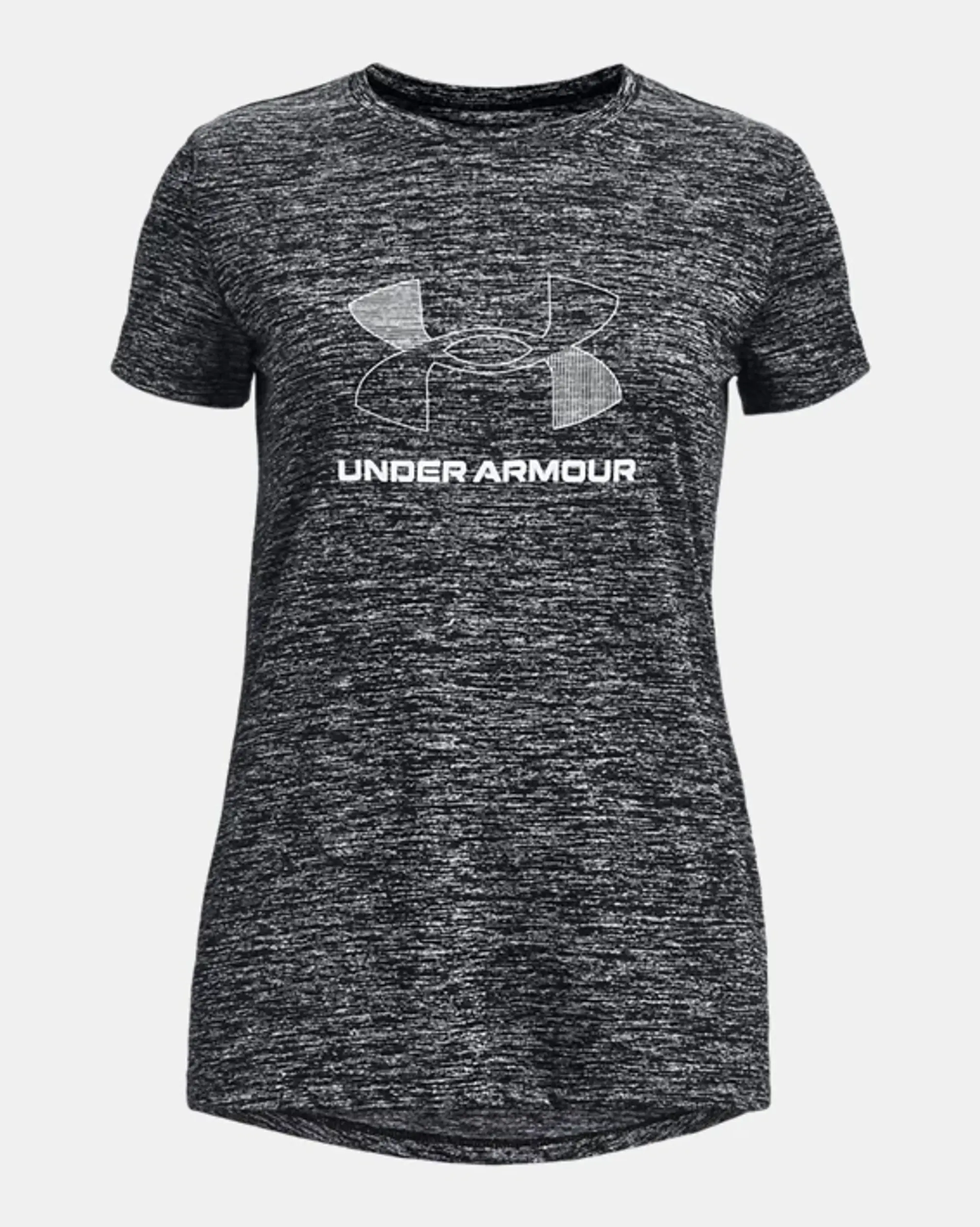 Girls'  Under Armour  Tech™ Twist Big Logo Short Sleeve Black / White YXS (48 - 50 in)