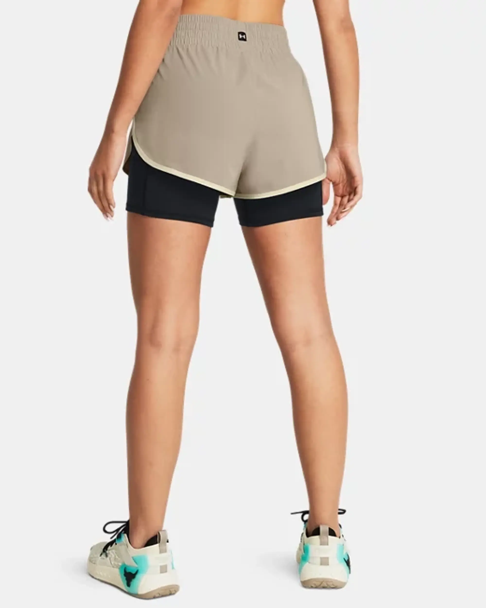 Under Armour Women's Project Rock Flex Woven Leg Day Shorts Timberwolf Taupe / Black / Silt L