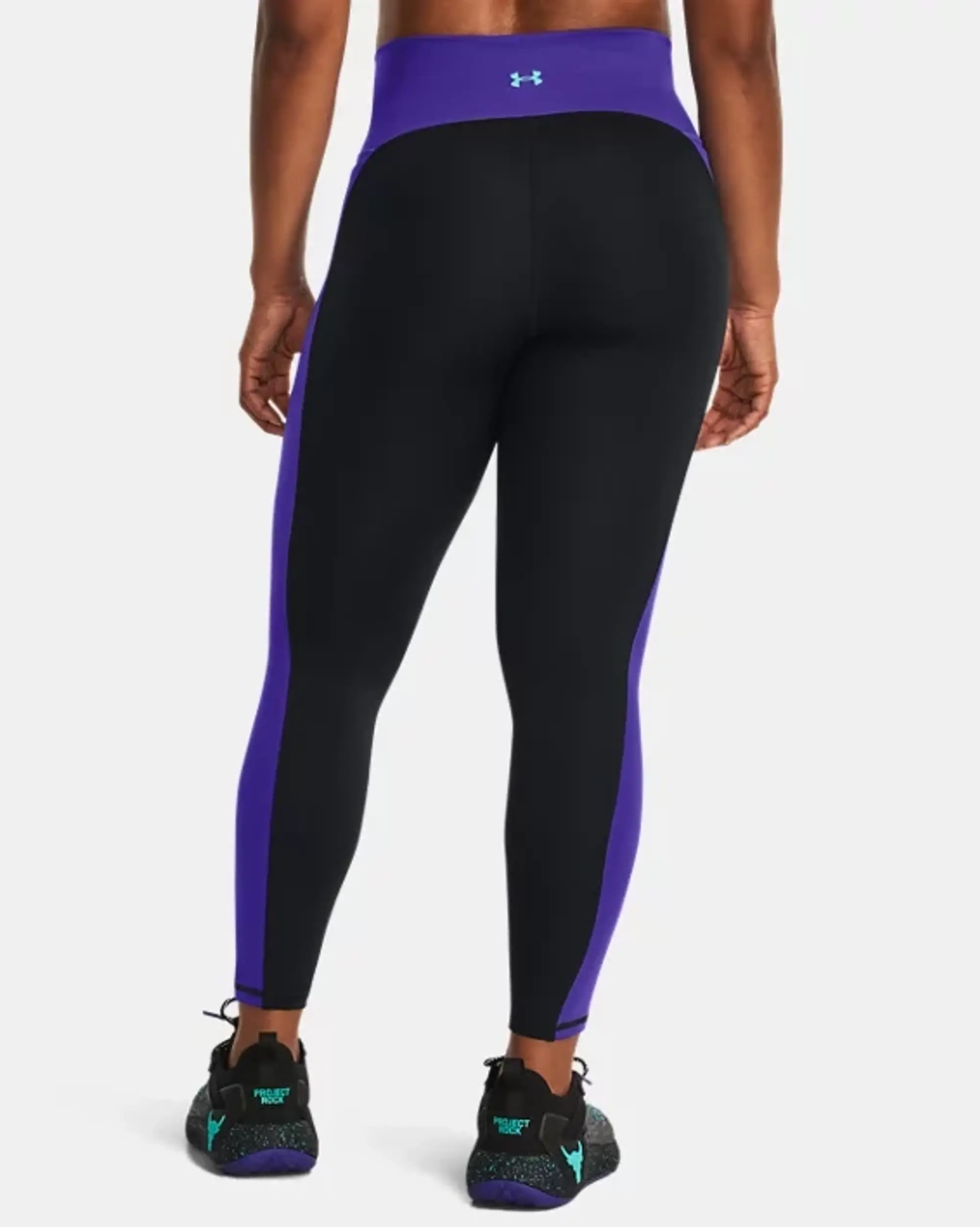 Under Armour Women's Project Rock Lets Go Colorblock Ankle Leggings Black / Electric Purple / Black XS
