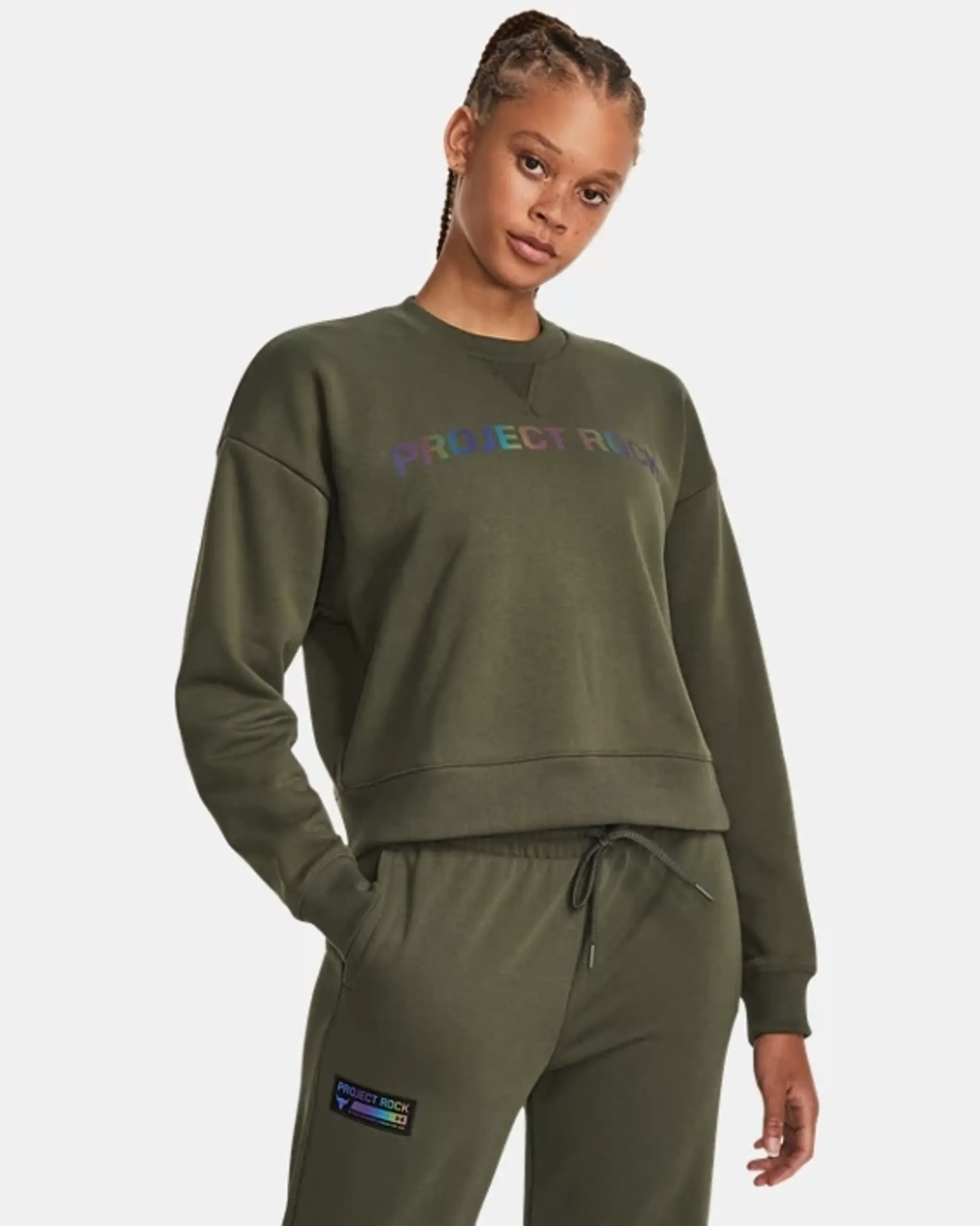 Under Armour Armour Pjt Rck Hw Leg Day Crew Sweatshirt Womens - Green
