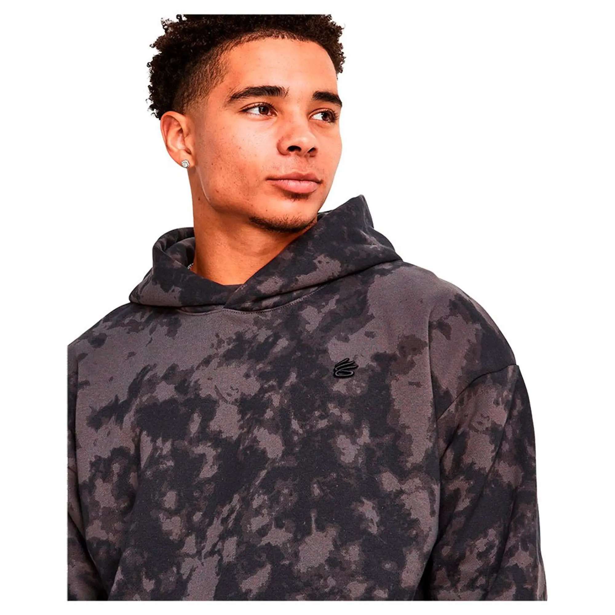 Under Armour Men's Curry Acid Wash Hoodie Jet Gray / Dark Maroon XXL