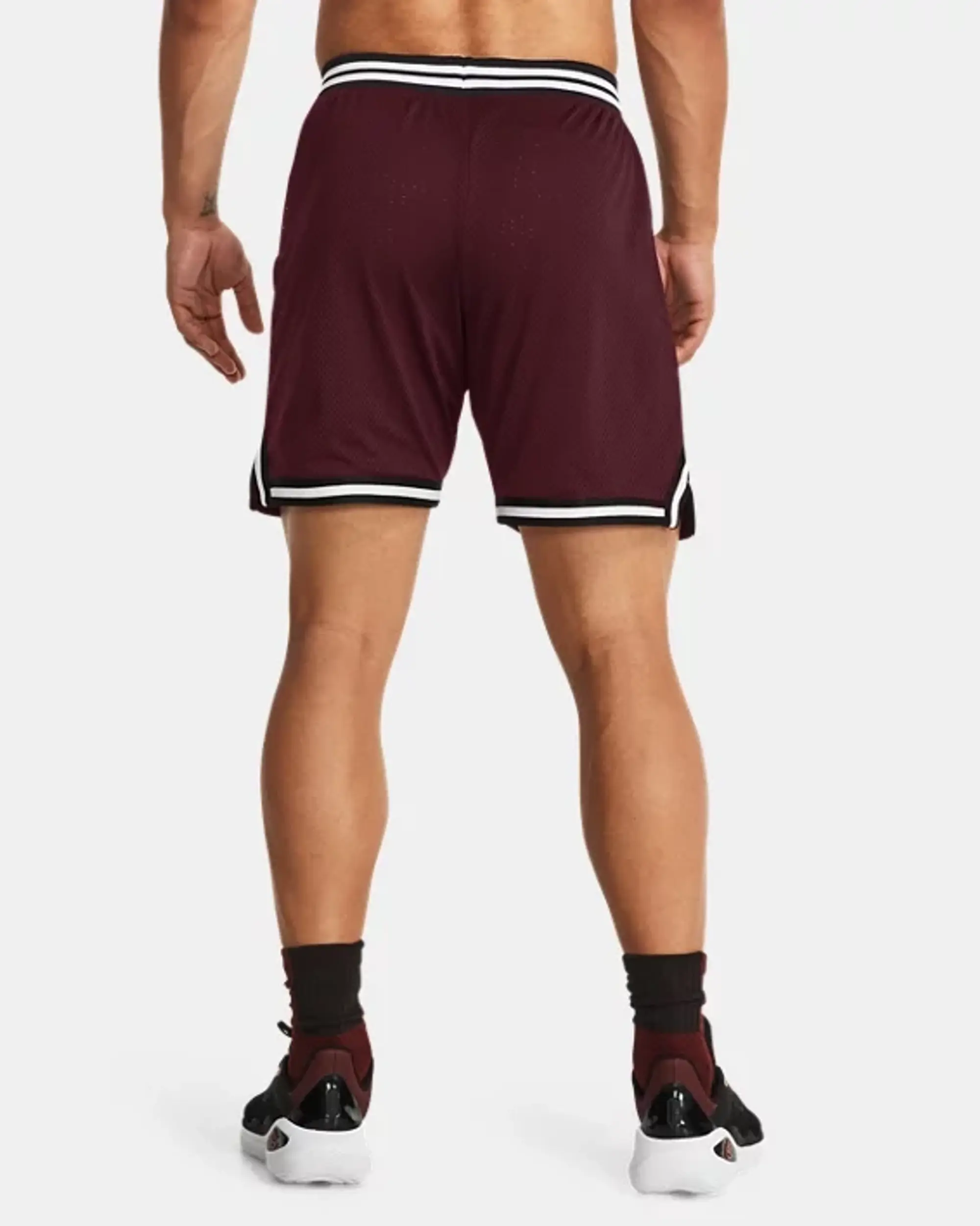 Under Armour Men's Curry Mesh Shorts Dark Maroon / White XXL