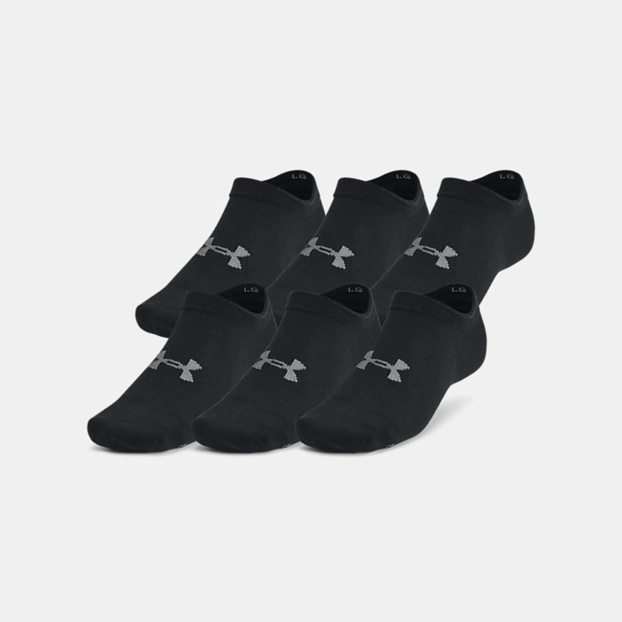 Unisex  Under Armour  Essential 6-Pack No-Show Socks Black / Black / Castlerock XL