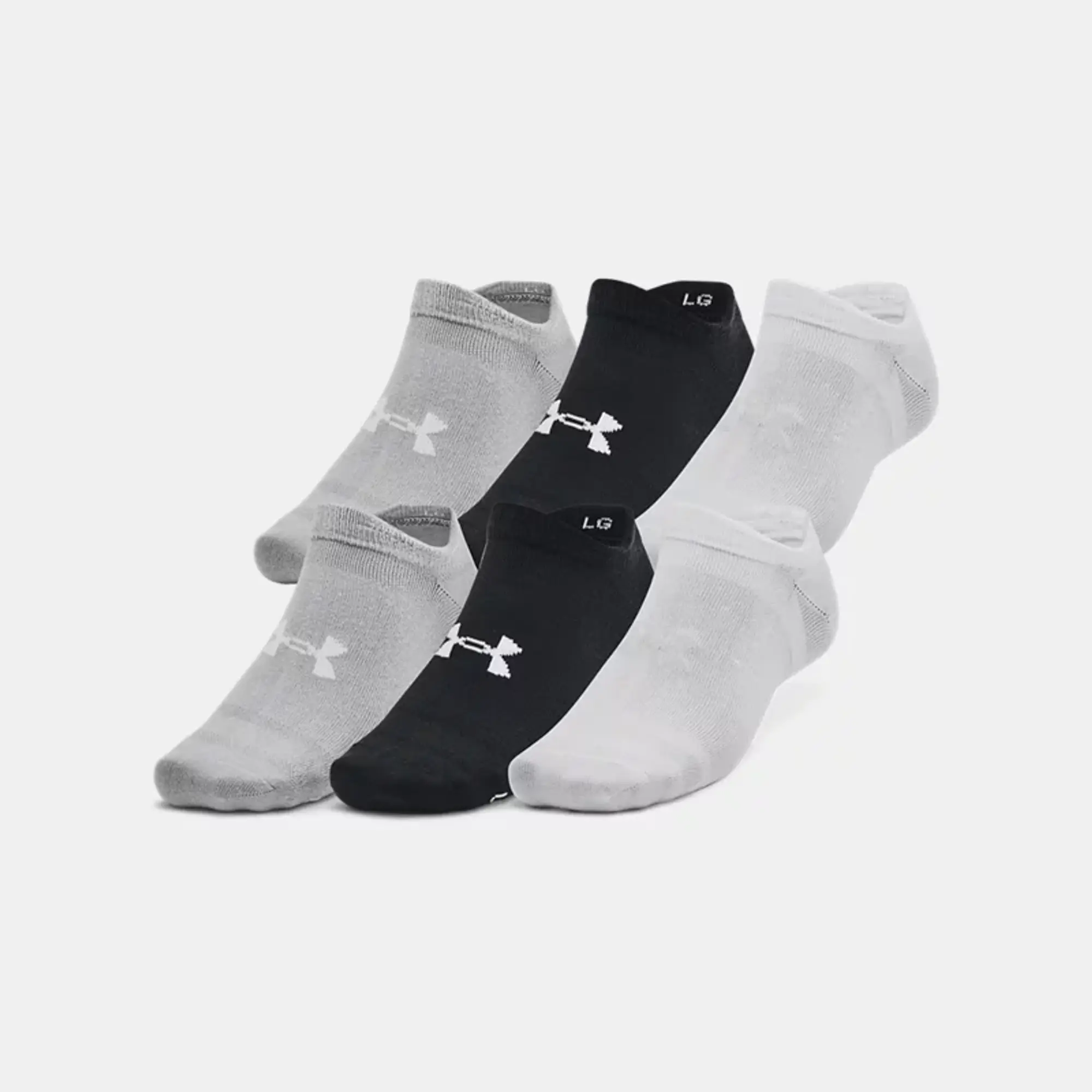 Unisex  Under Armour  Essential 6-Pack No-Show Socks Black / Black / Halo Gray XL