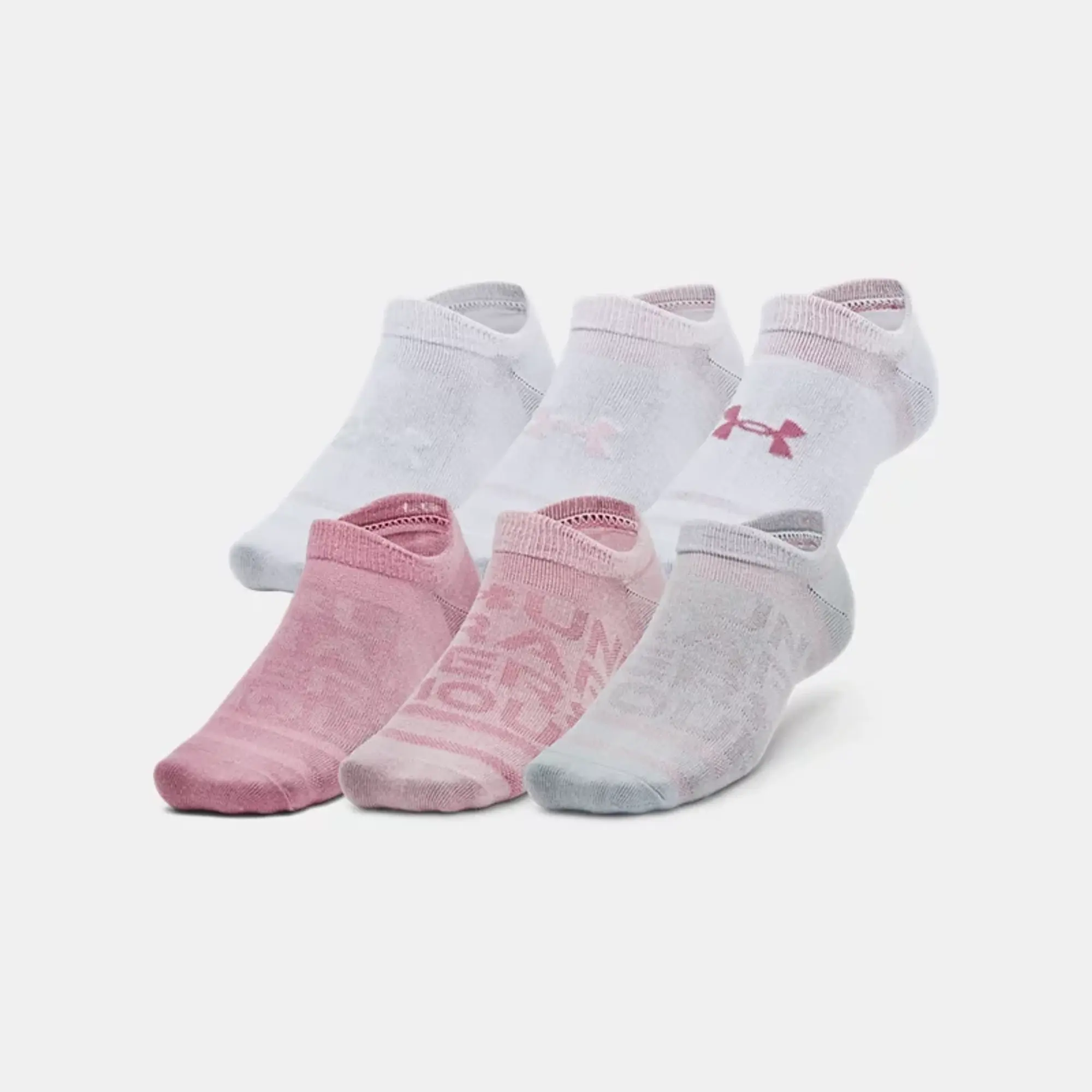 Unisex  Under Armour  Essential 6-Pack No-Show Socks Pink Elixir / Prime Pink / Pink Elixir XL