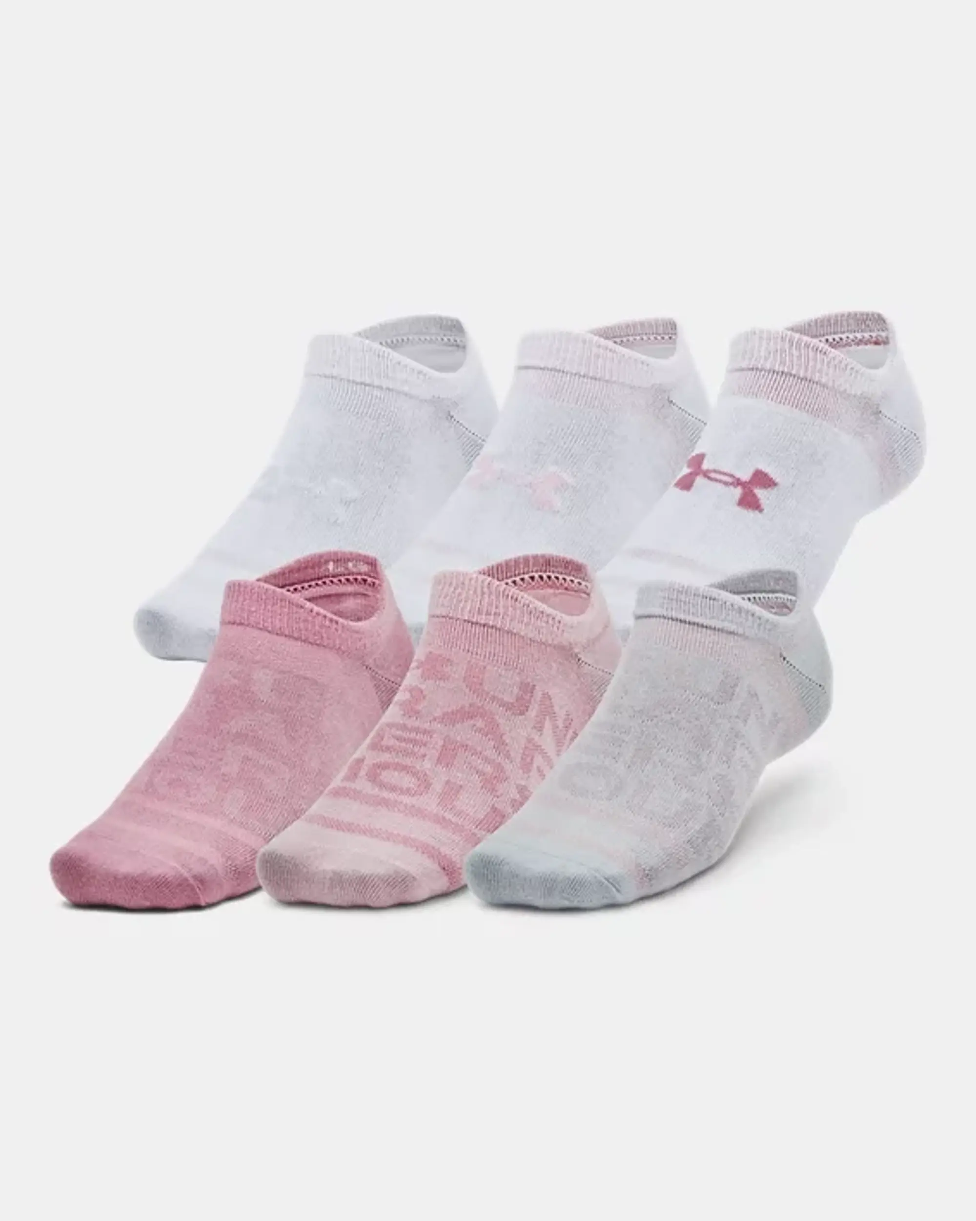 Unisex  Under Armour  Essential 6-Pack No-Show Socks Pink Elixir / Prime Pink / Pink Elixir XL