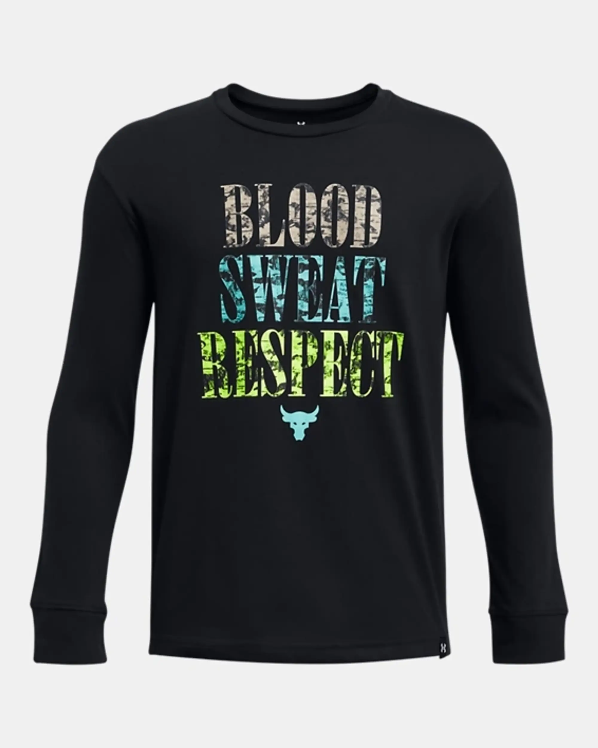 Under Armour Boys' Project Rock Graphic Long Sleeve Black / High Vis Yellow / Radial Turquoise YXS (48 - 50 in)