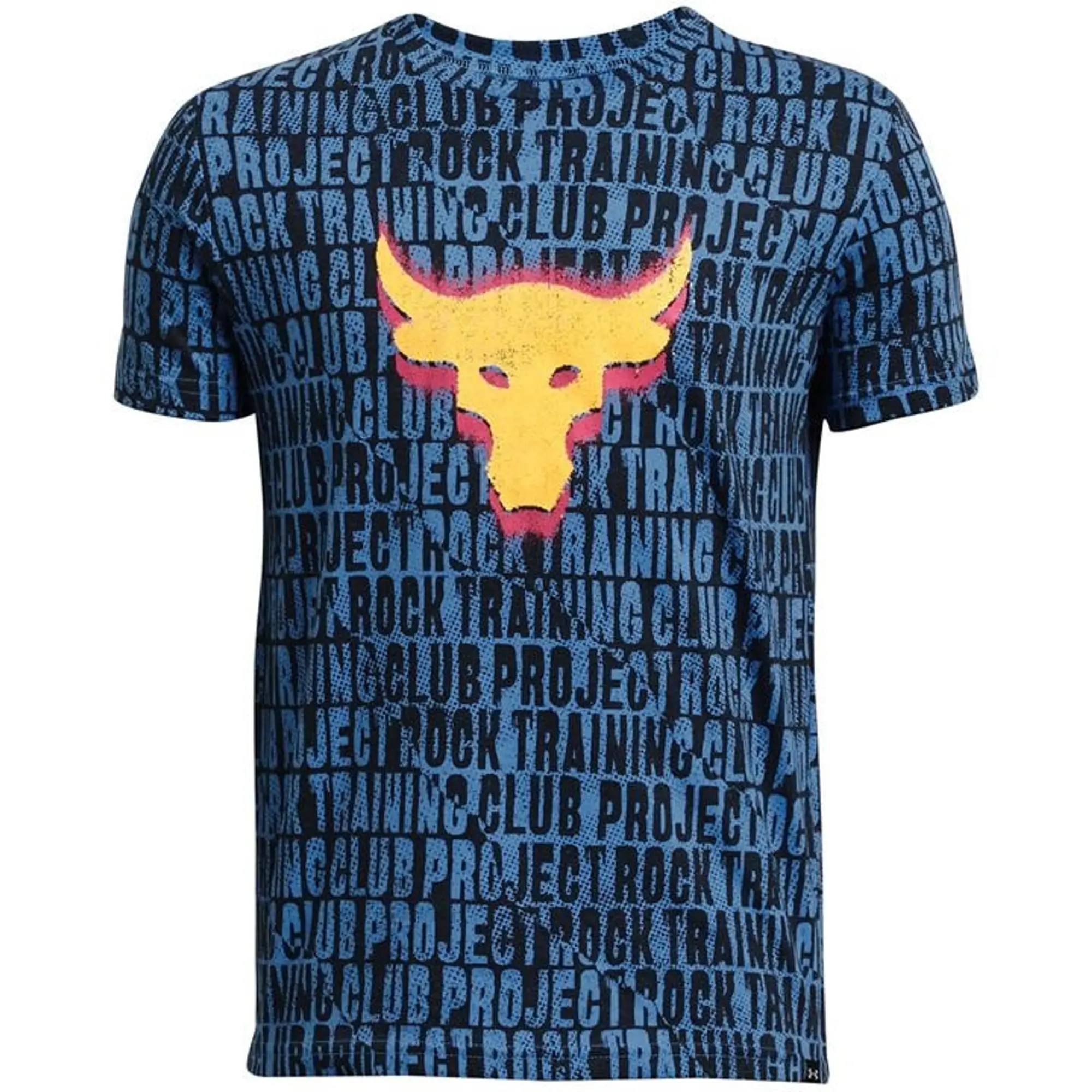 Under Armour Boys' Project Rock BB Printed Short Sleeve Viral Blue / Astro Pink / Black YXL (63 - 67 in)