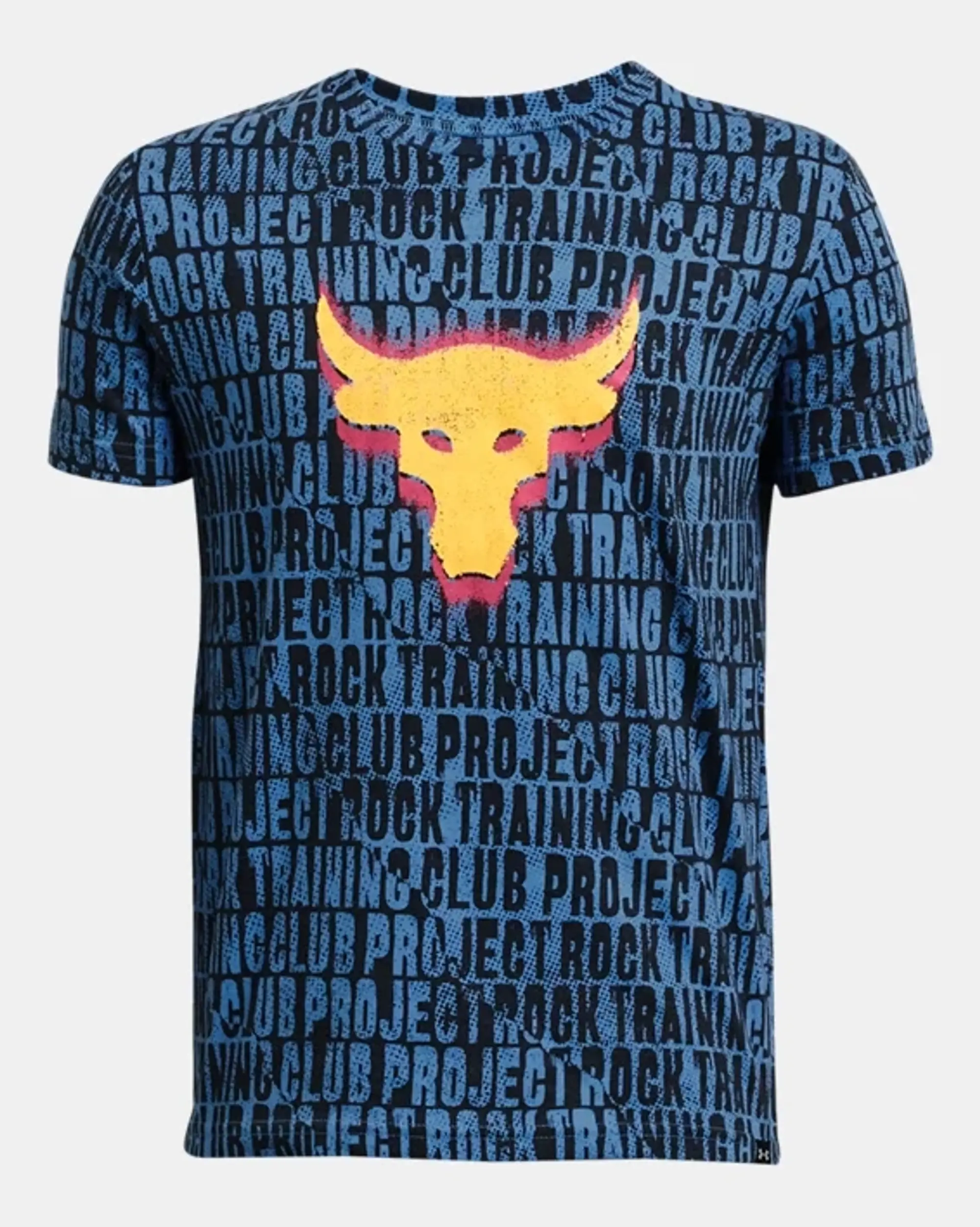 Under Armour Boys' Project Rock BB Printed Short Sleeve Viral Blue / Astro Pink / Black YXL (63 - 67 in)