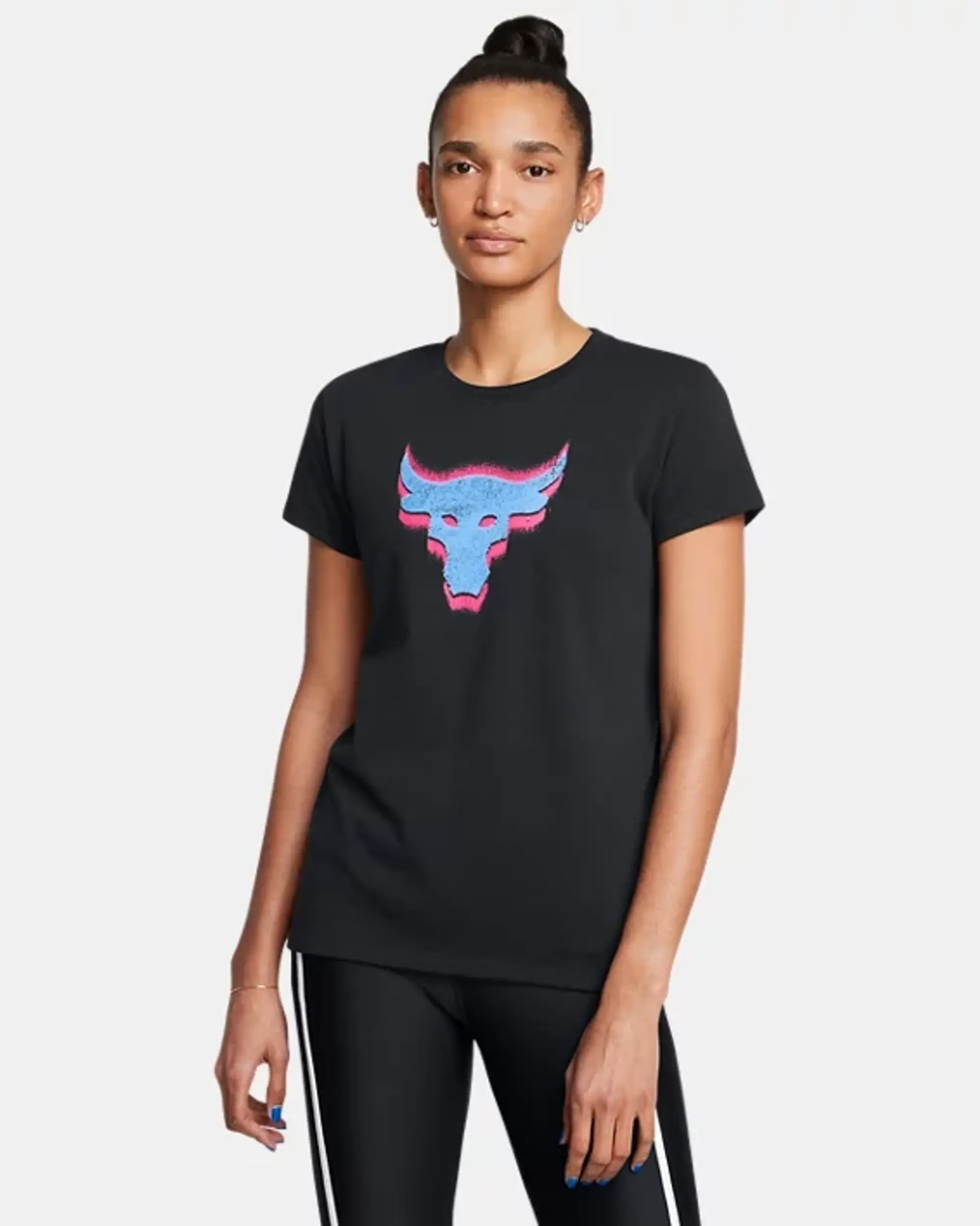 Under Armour Women's Project Rock Underground Core T-Shirt Black / Viral Blue XS