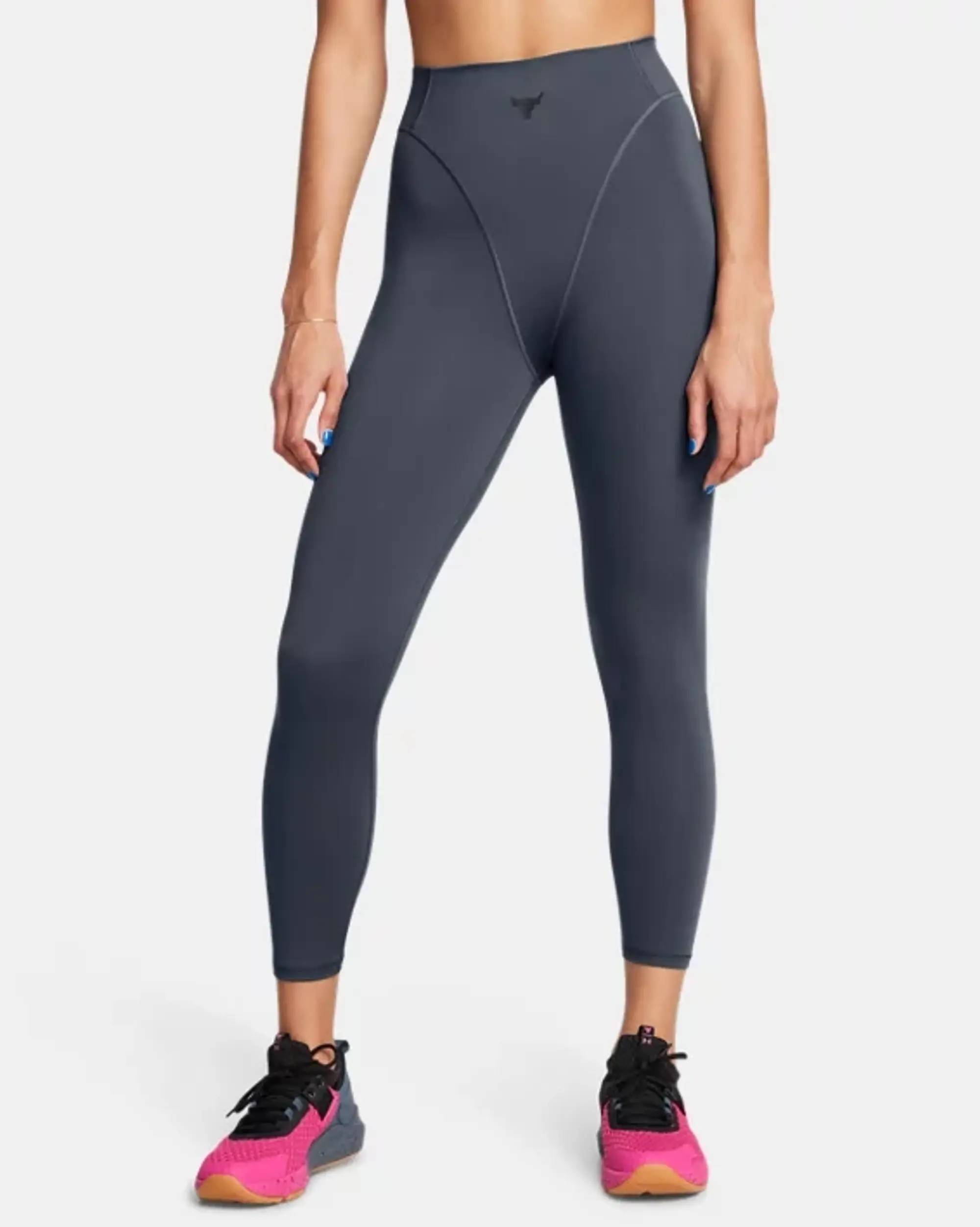 Under Armour Women's Project Rock Let's Go Grind Ankle Leggings Downpour Gray / Black XS