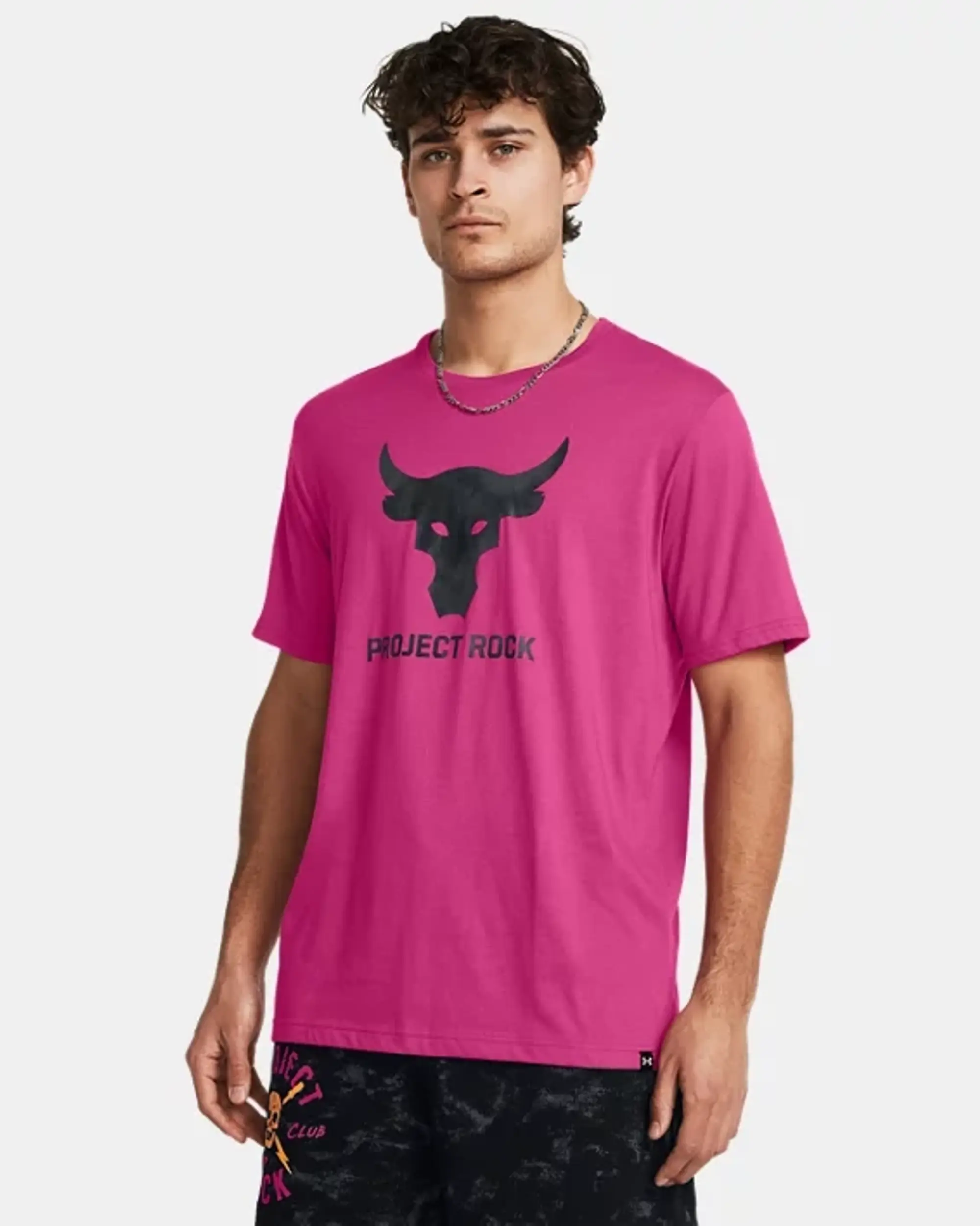 Under Armour Men's Project Rock Payoff Graphic Short Sleeve Astro Pink / Downpour Gray M