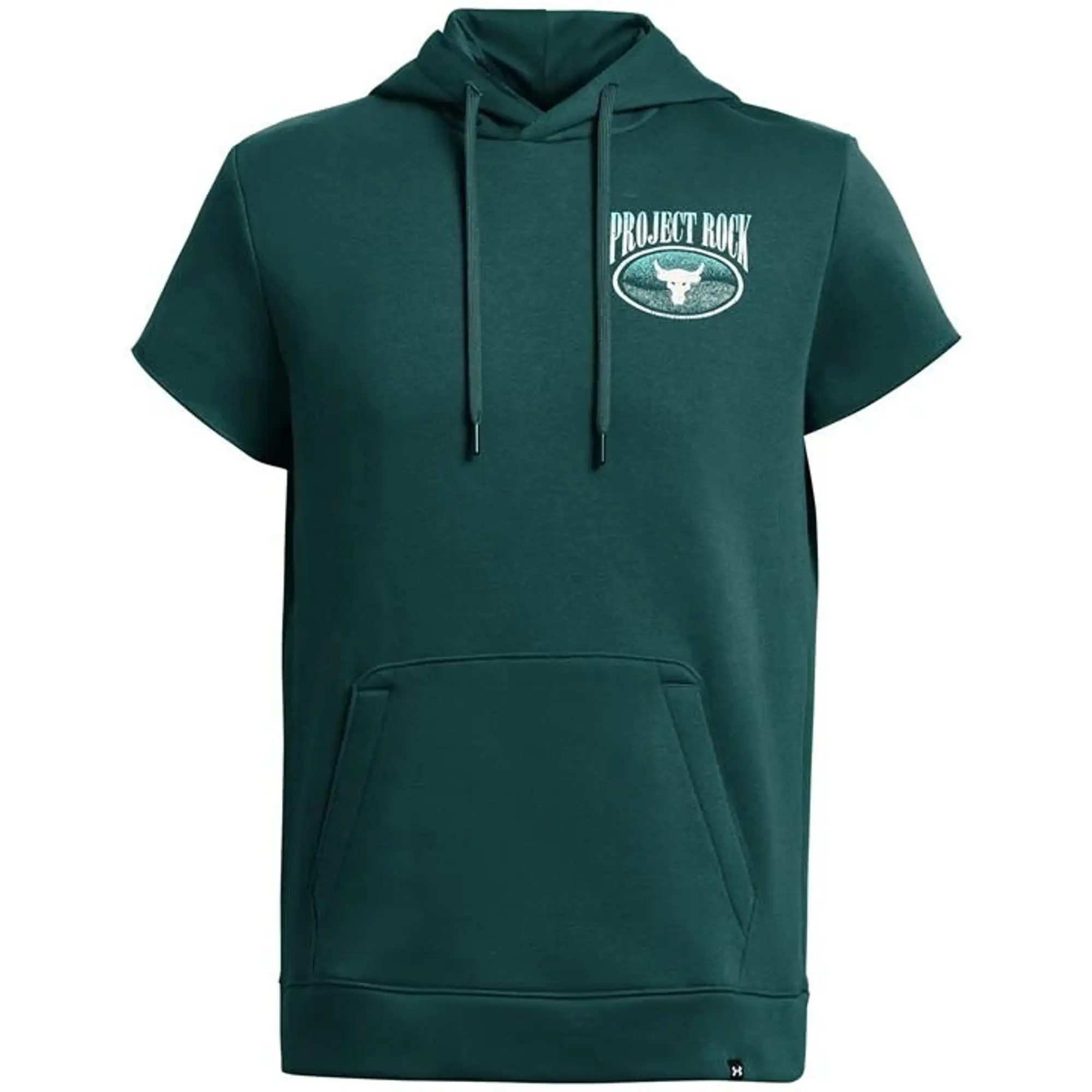 Under Armour Men's Project Rock Essential Fleece Short Sleeve Hoodie Hydro Teal / Radial Turquoise / Black XL