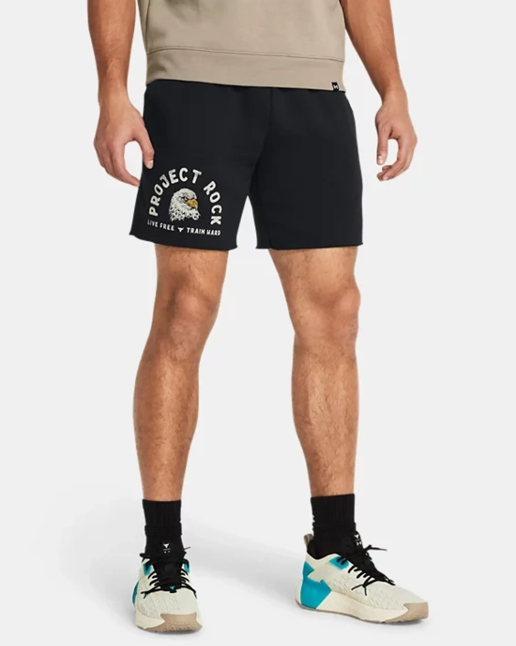 Under Armour Men's Project Rock Essential Fleece Shorts Black / Silt XXL