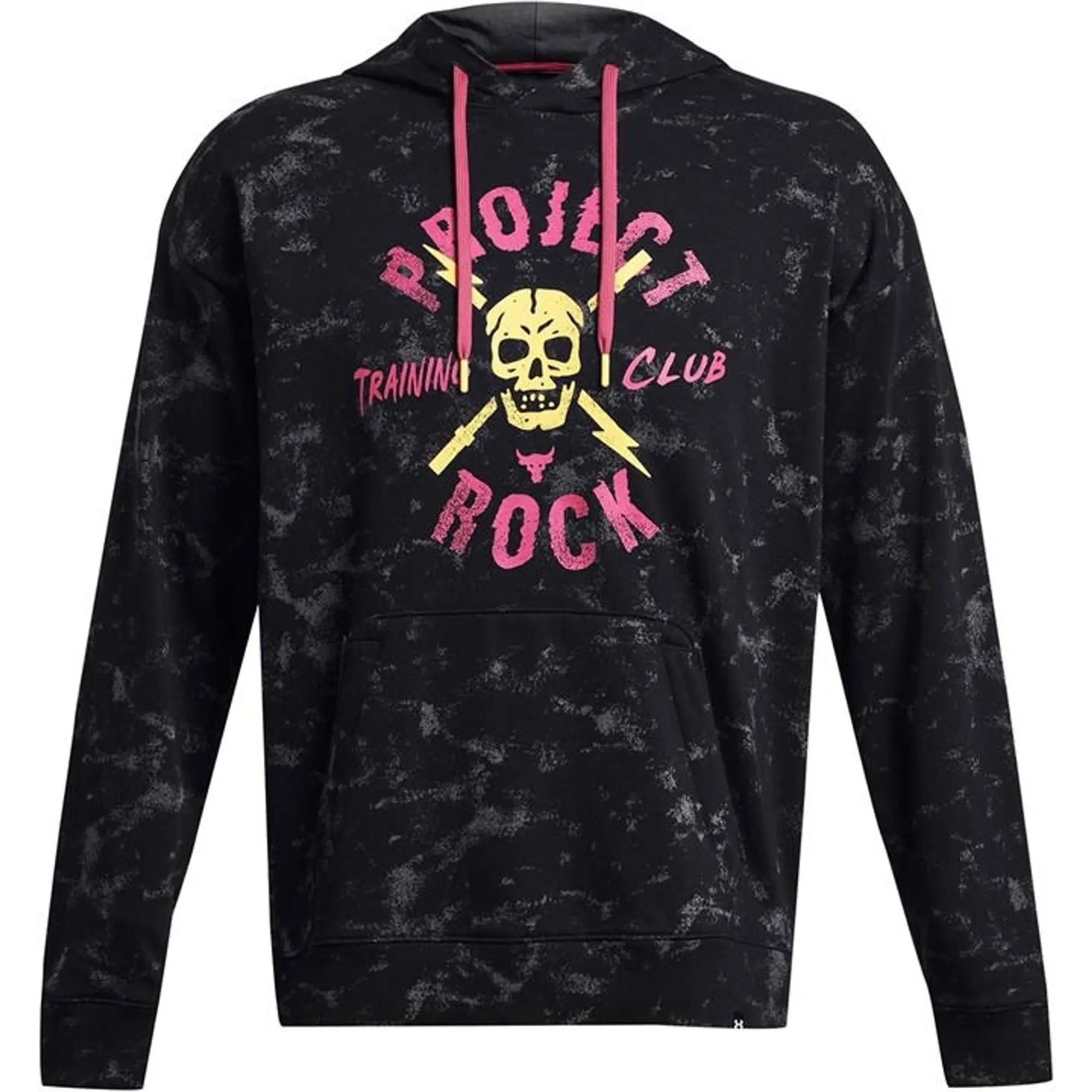 Under Armour Men's Project Rock Rival Terry Printed Hoodie Black / Nova Orange / Astro Pink S