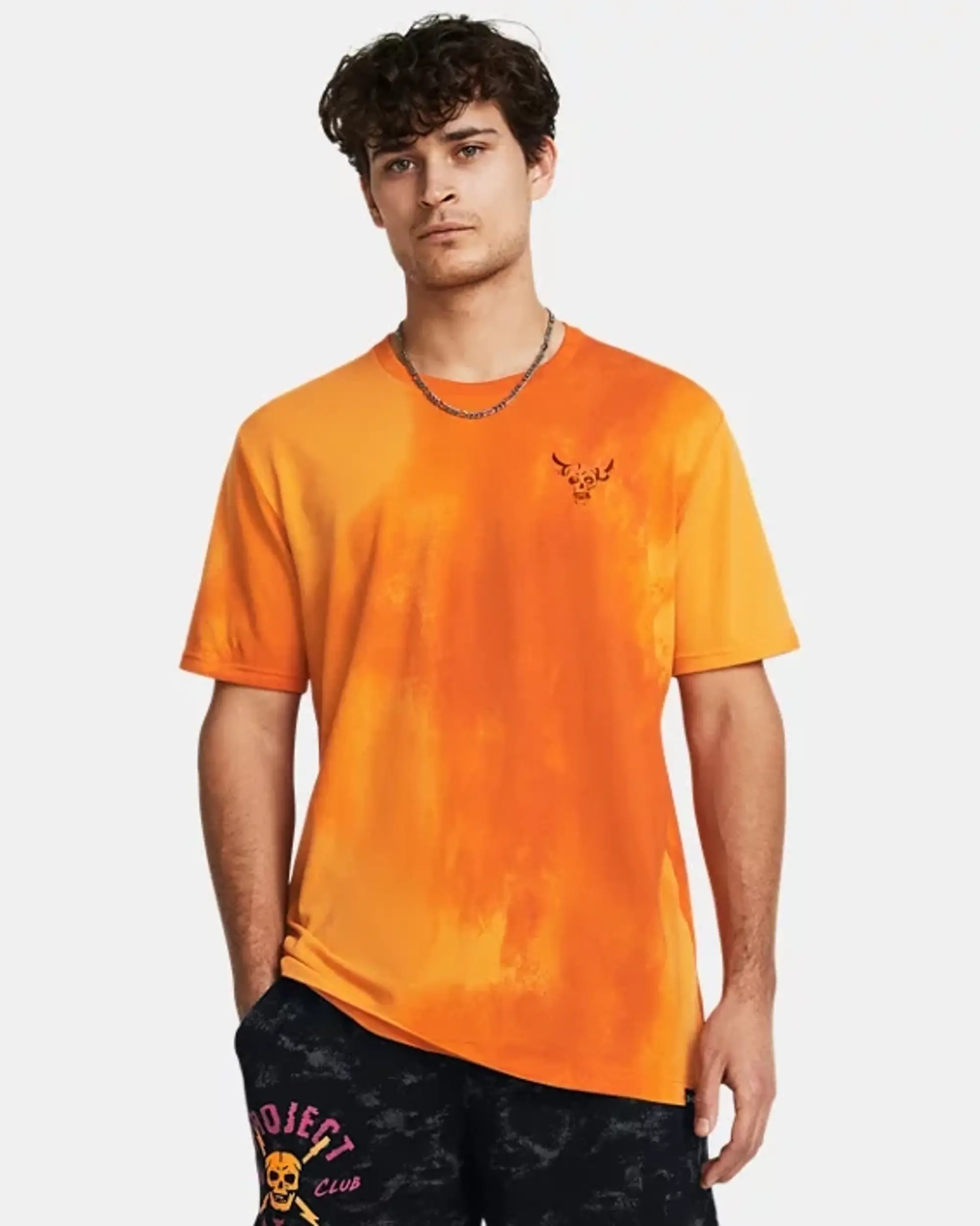 Under Armour Men's Project Rock Sun Wash Graphic Short Sleeve Atomic / Phoenix Fire / Black S