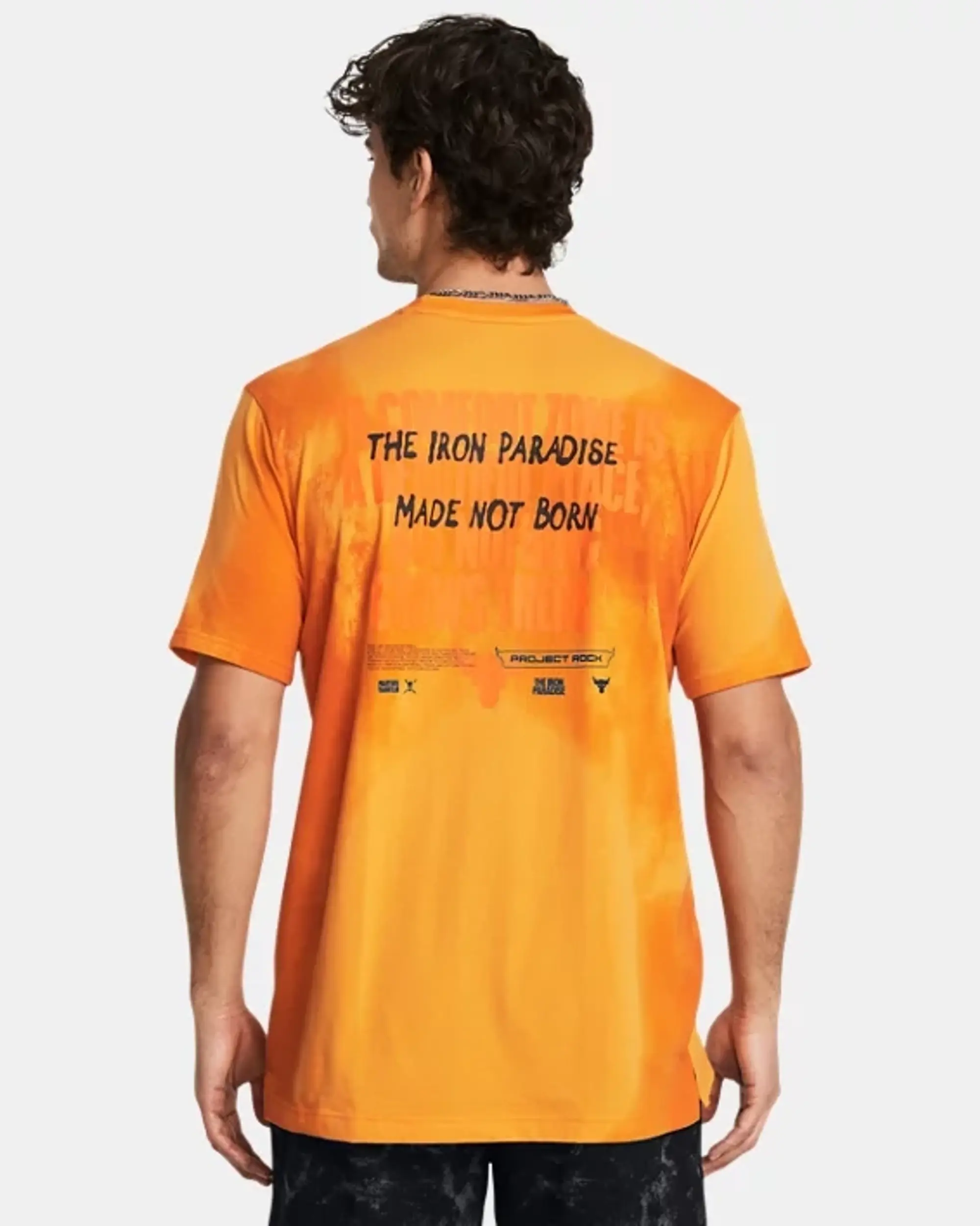 Under Armour Men's Project Rock Sun Wash Graphic Short Sleeve Atomic / Phoenix Fire / Black S