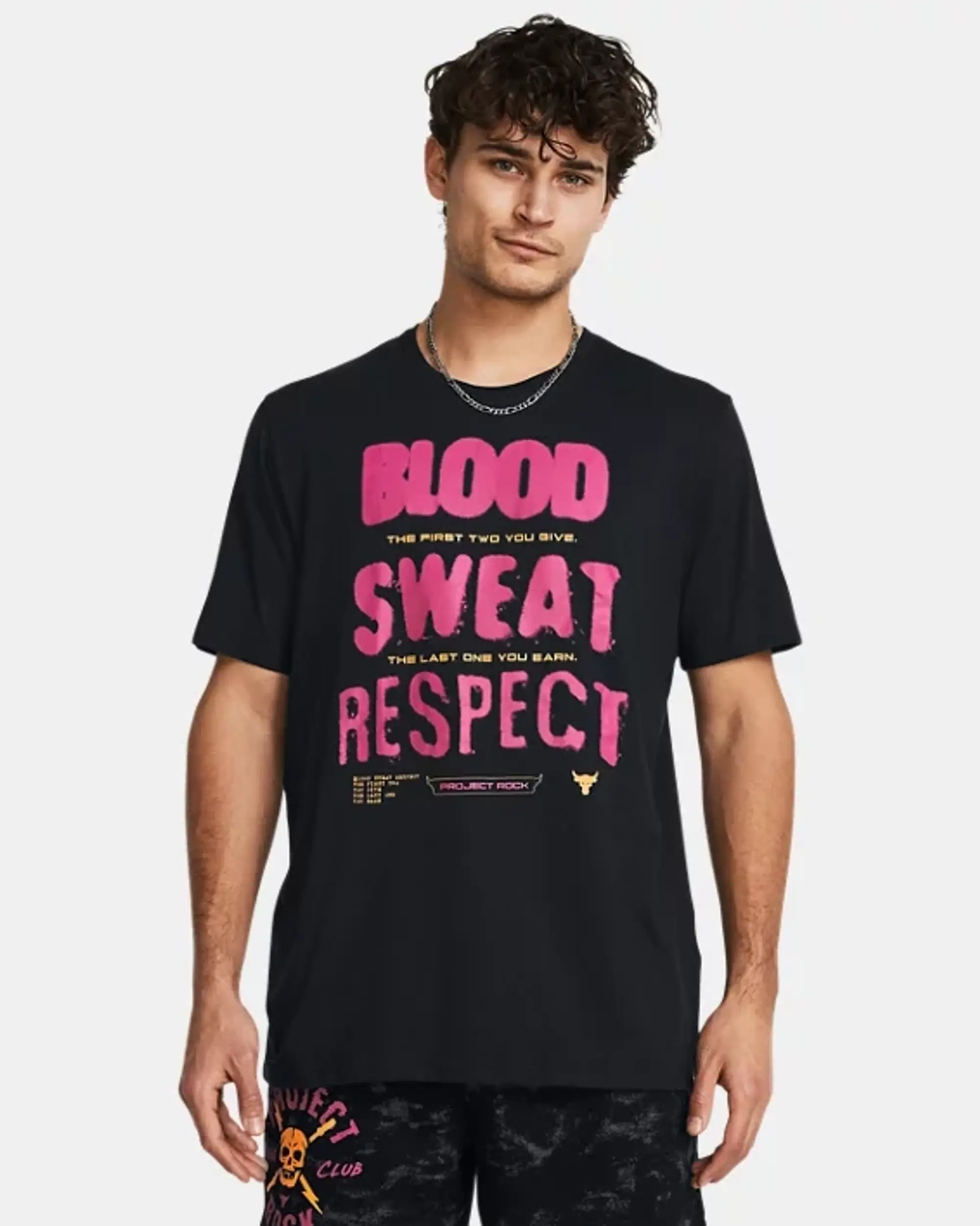 Under Armour Men's Project Rock BSR Graphic Short Sleeve Black / Nova Orange / Astro Pink S
