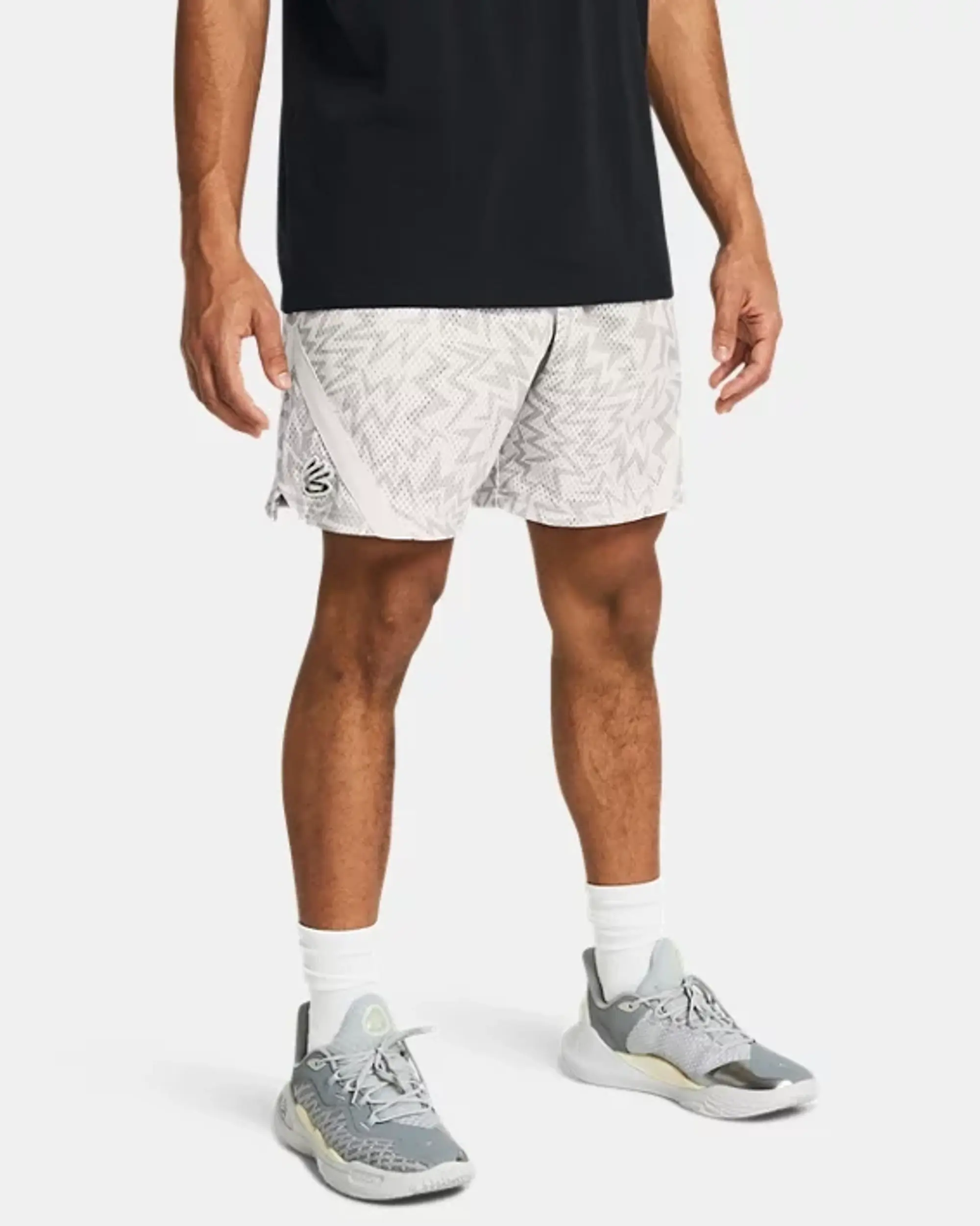 Under Armour Men's Curry Mesh Shorts White Clay / Mod Gray XL