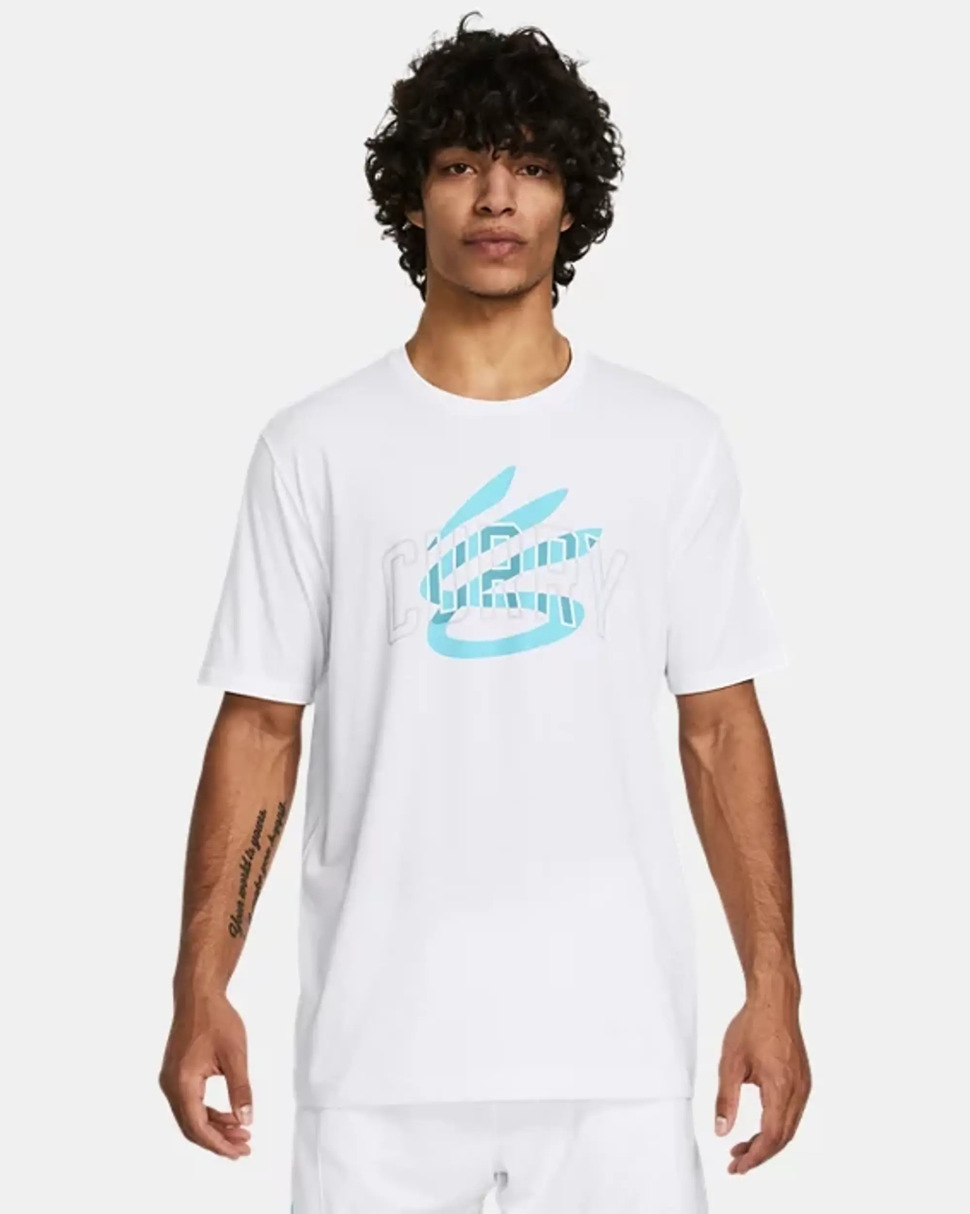 Under Armour Men's Curry Champ Mindset T-Shirt White / Sky Blue M