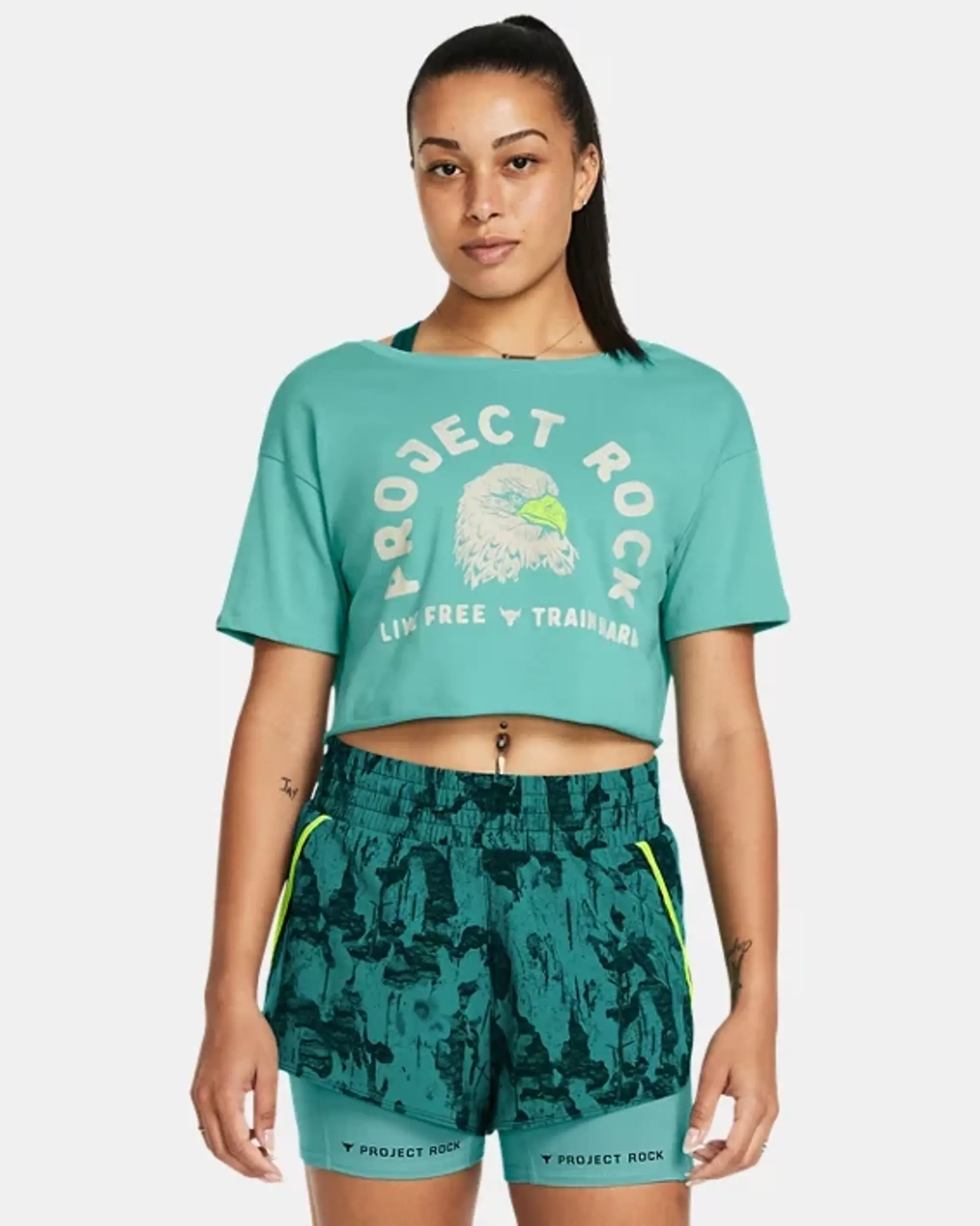 Under Armour Women's Project Rock Balance Graphic T-Shirt Green Wave / High Vis Yellow / Silt L