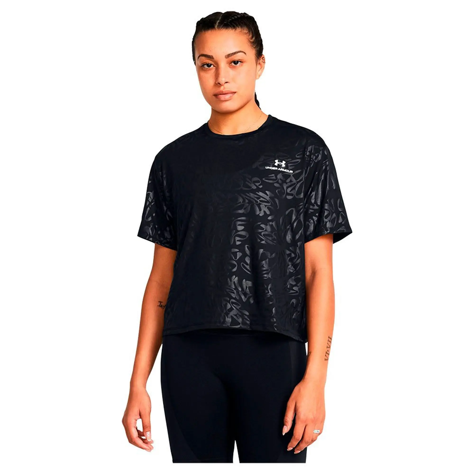 Under Armour Vanish Energy Emboss Crop Short Sleeve T-shirt  - Black