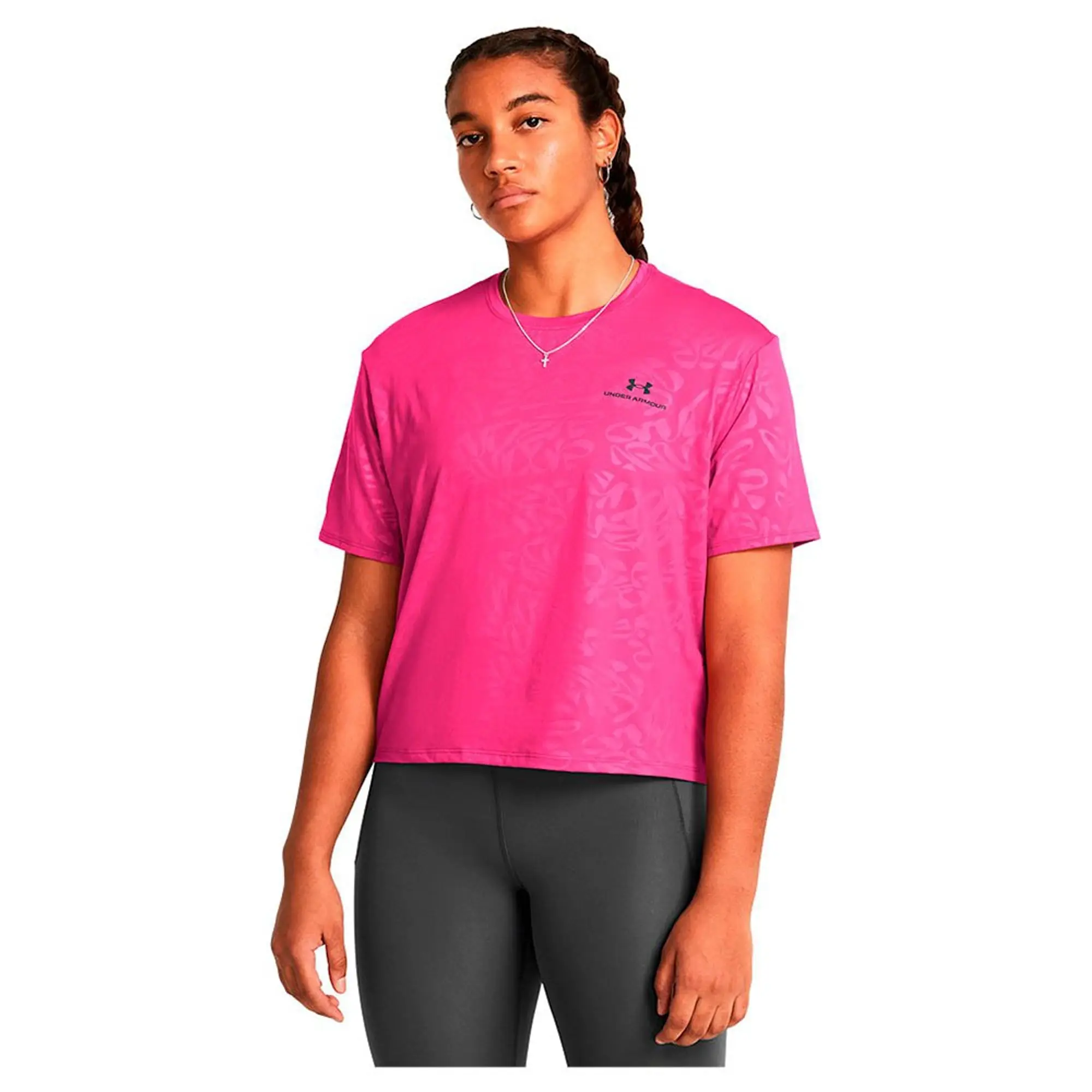 Under Armour Vanish Energy Emboss Crop Short Sleeve T-shirt  - Pink