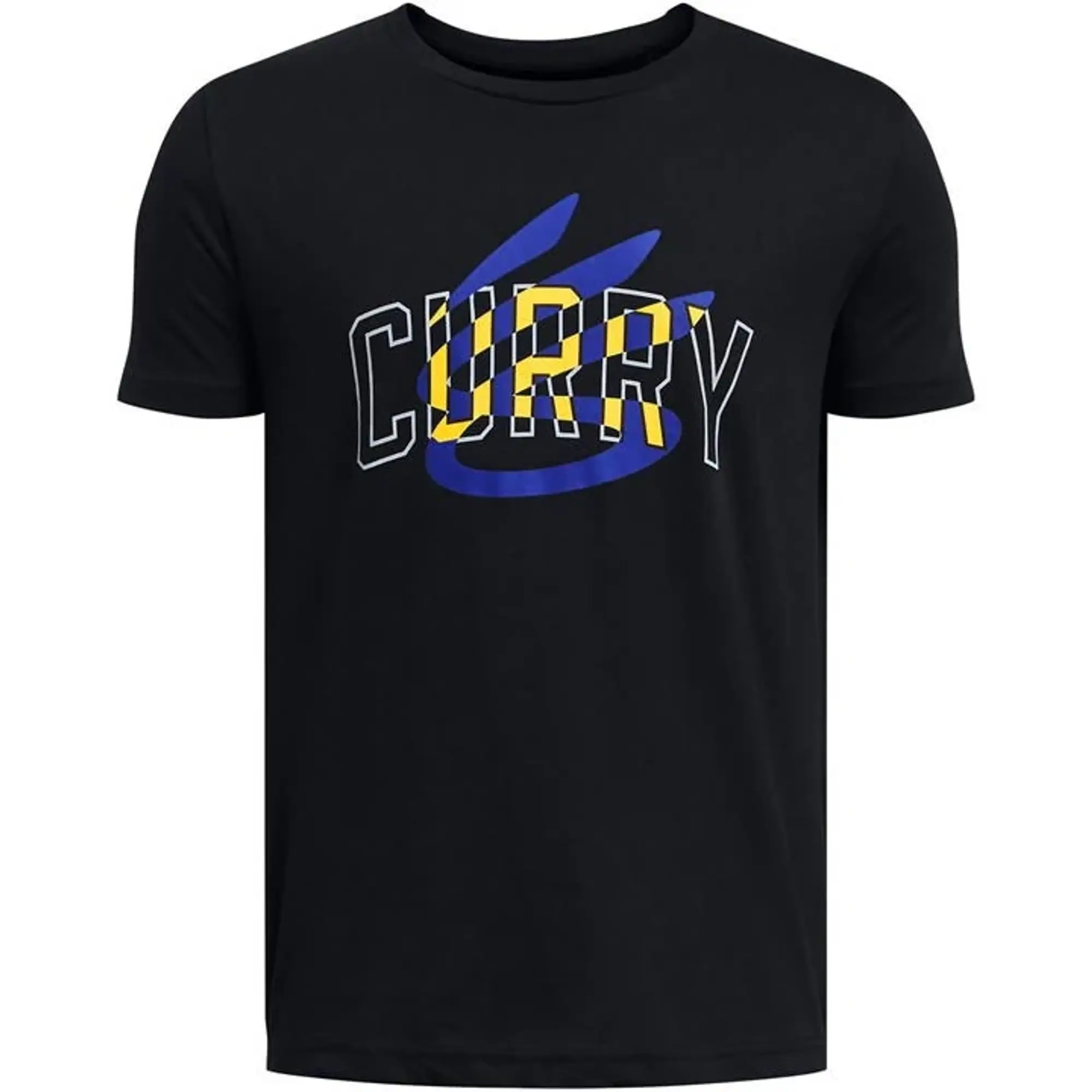 Under Armour Boys' Curry Logo T-Shirt Black / Royal YXS (48 - 50 in)
