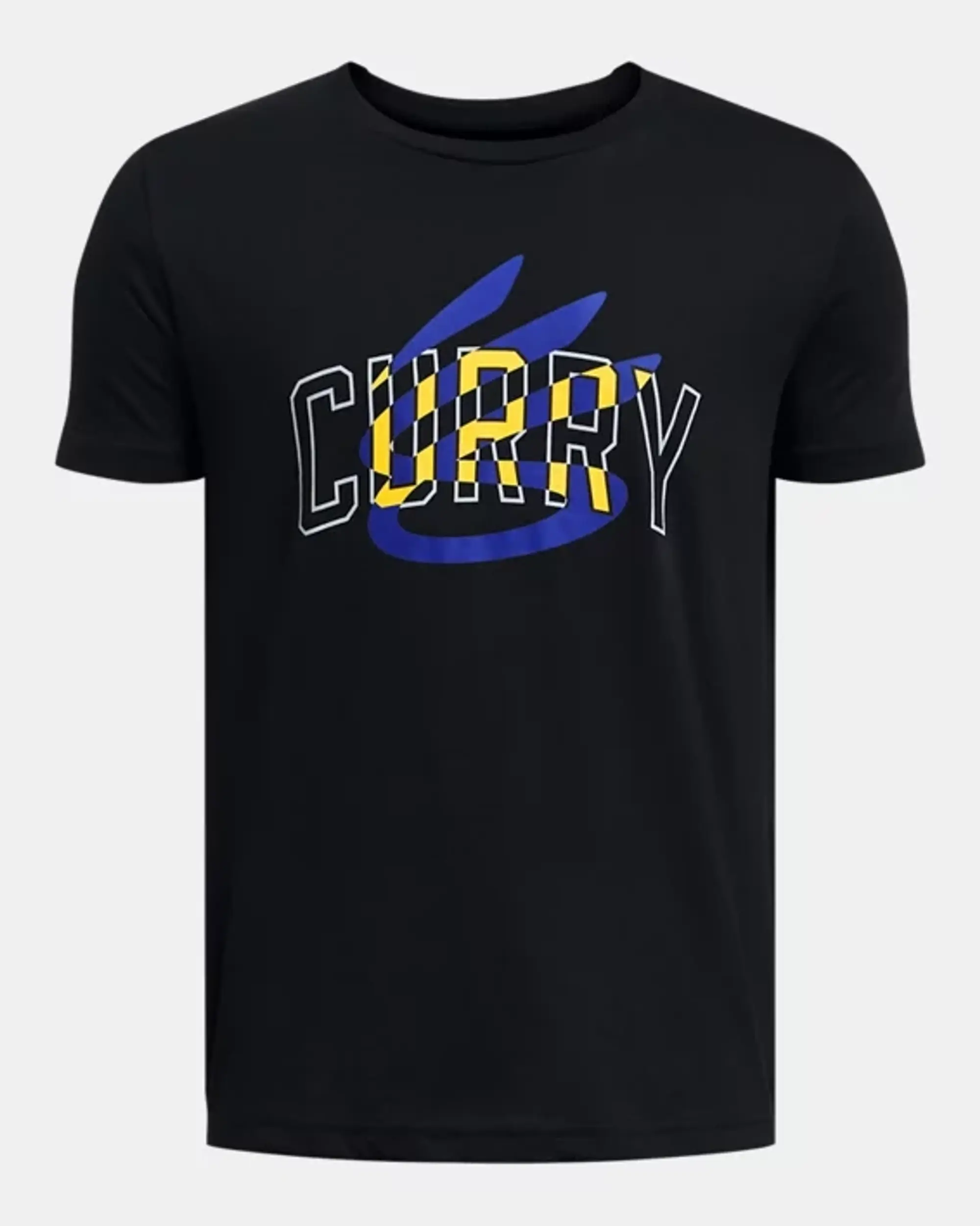 Under Armour Boys' Curry Logo T-Shirt Black / Royal YXS (48 - 50 in)