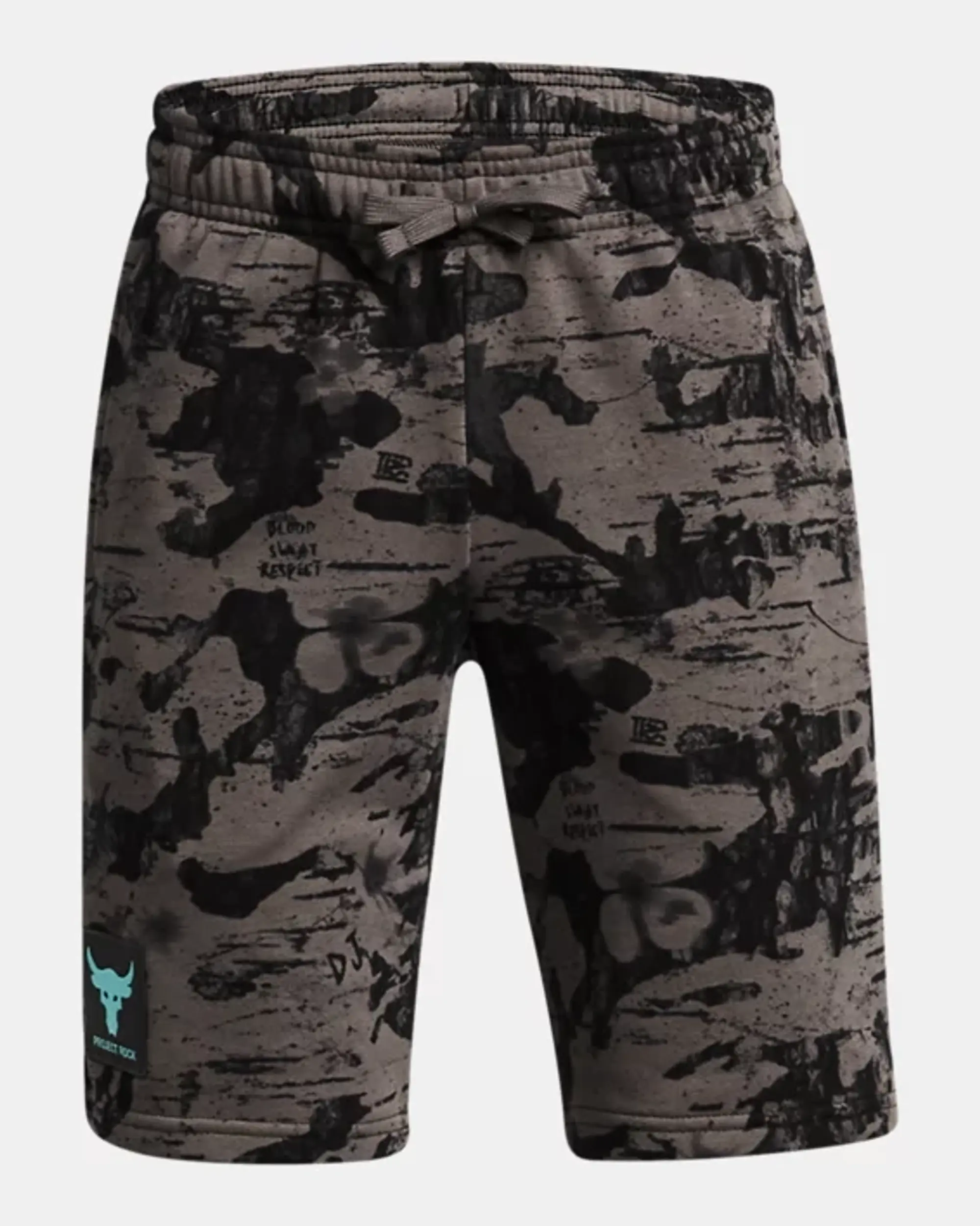 Under Armour Boys' Project Rock Terry Printed Shorts Fresh Clay / Radial Turquoise YXL (63 - 67 in)